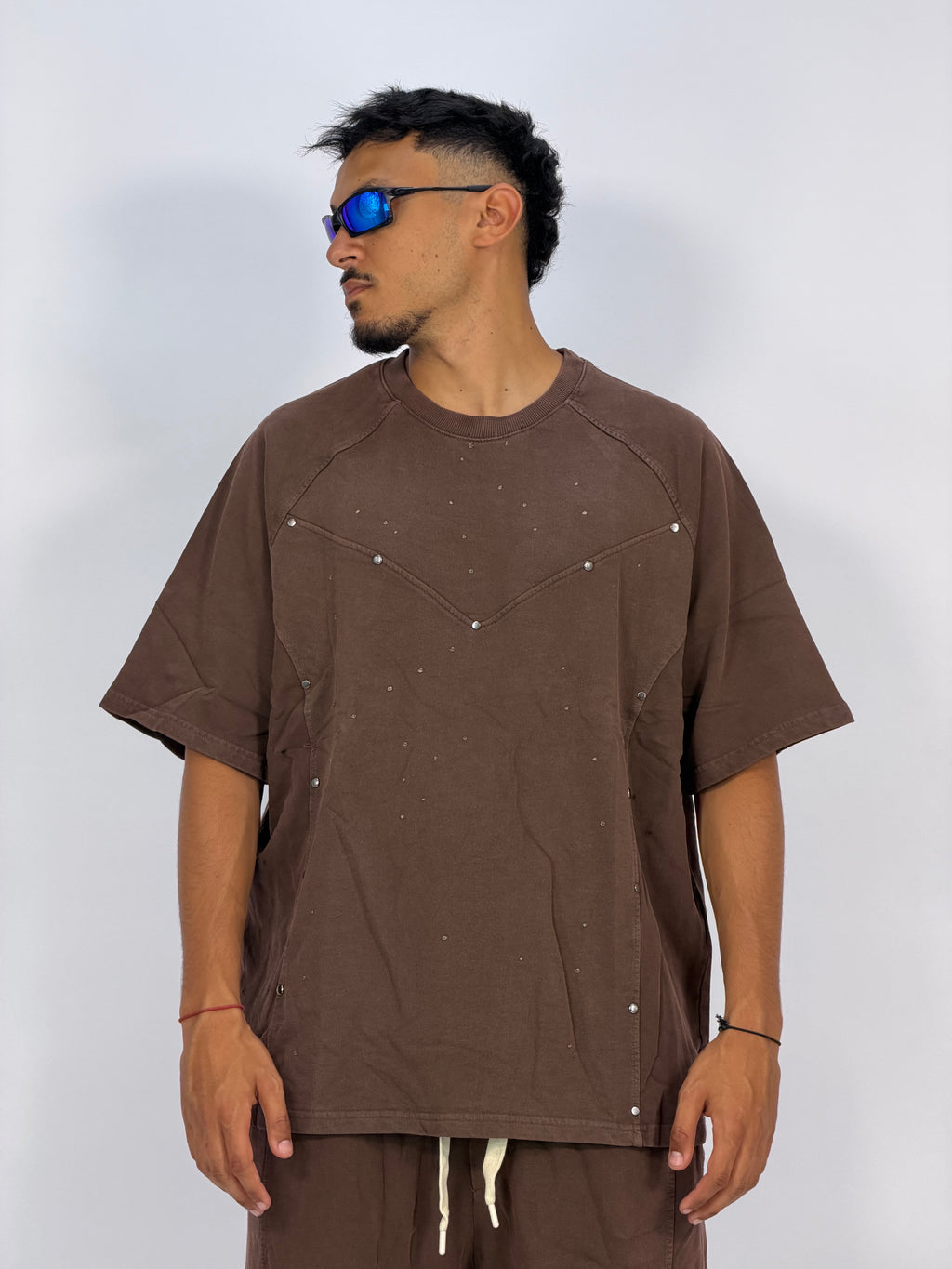 Ensemble “OCEAN DUST” Marron Foncé – T-Shirt + Short Cargo Streetwear