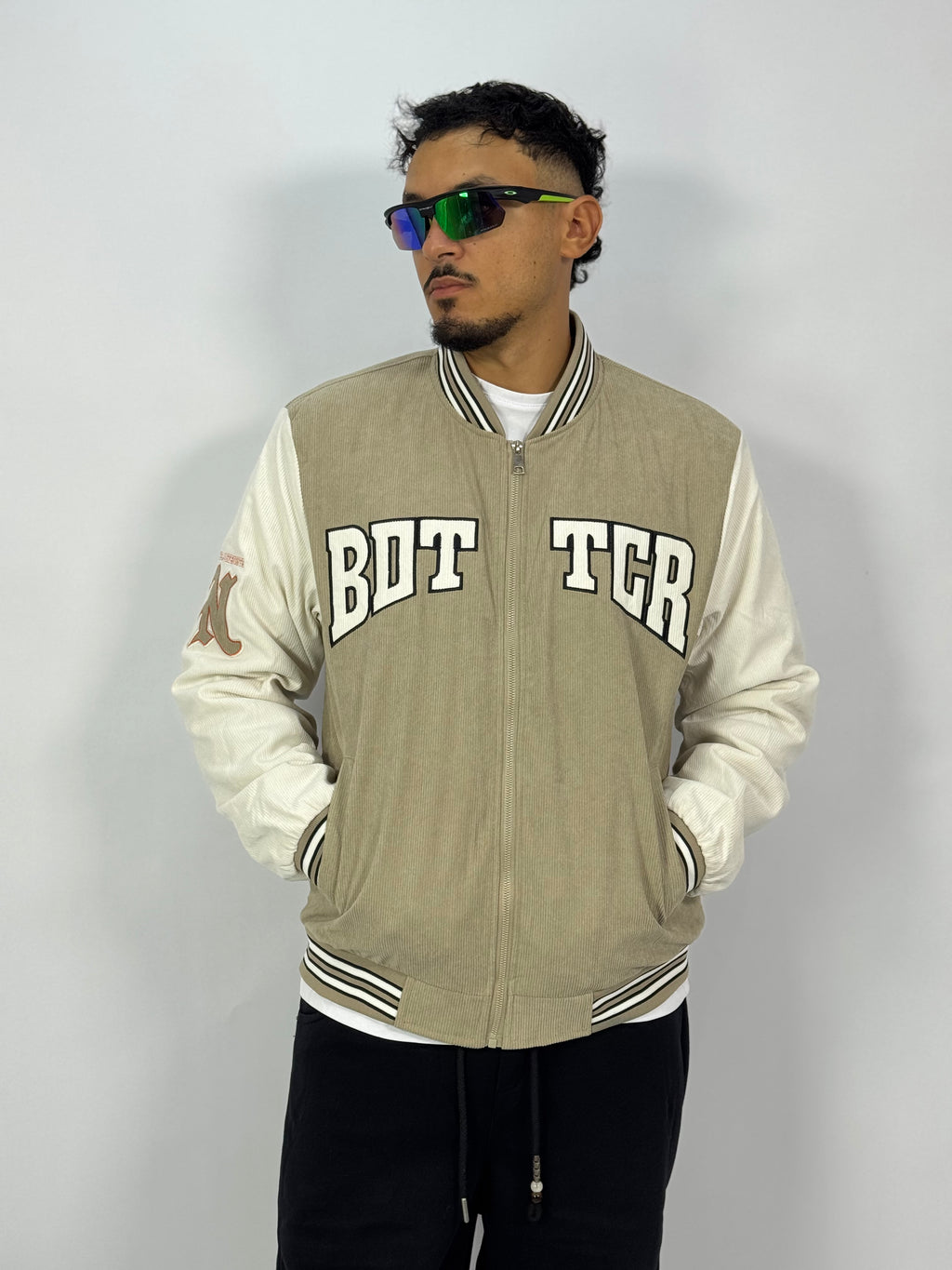 Campus Letterman Jacket – Sand Beige