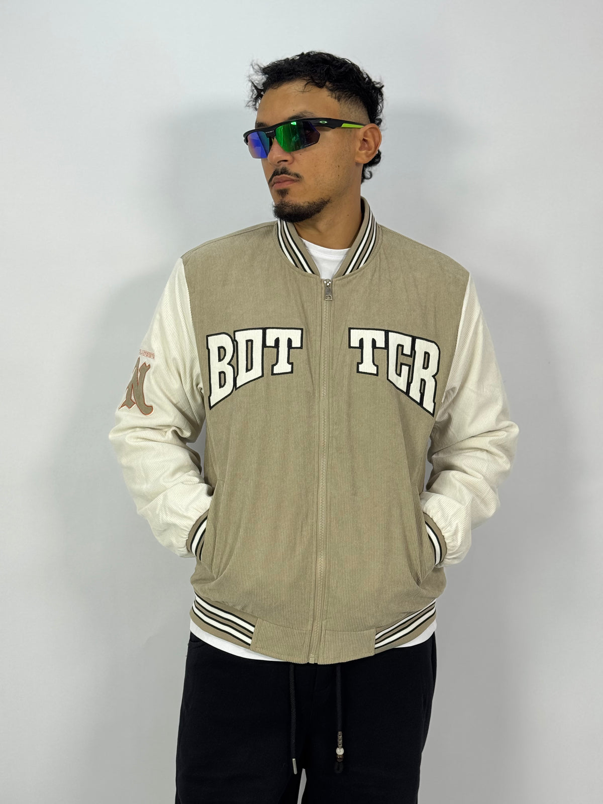 Campus Letterman Jacket – Sand Beige