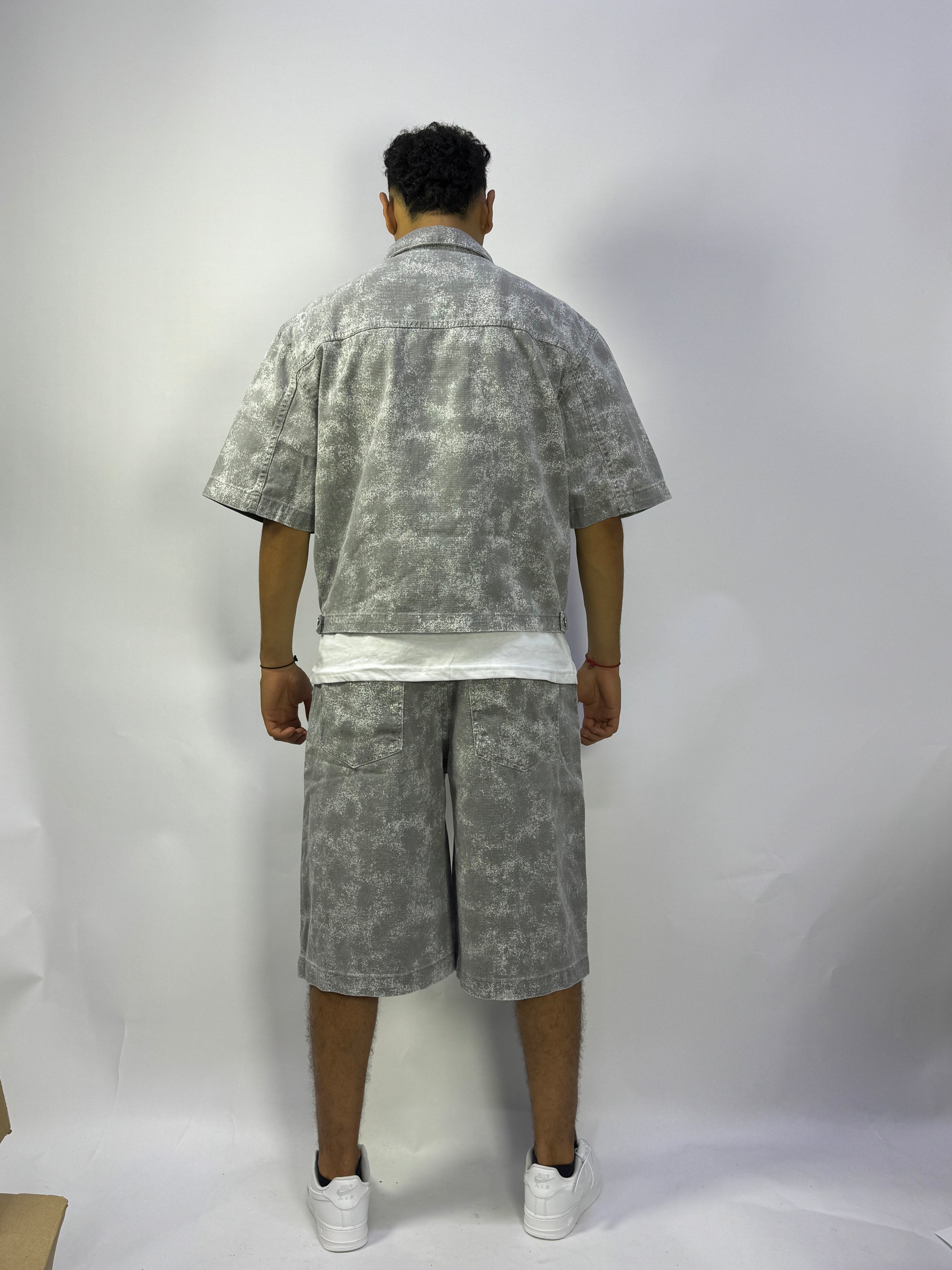 Ensemble Oversize Gris Washed – Chemise + Short Streetwear Premium