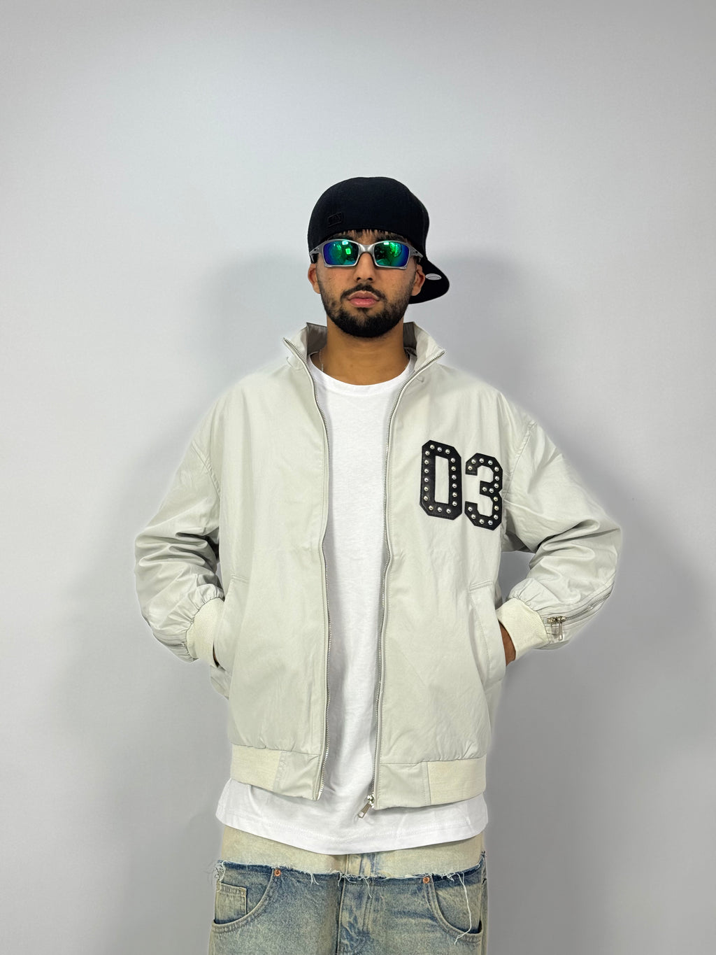 Veste Varsity Écrue 03 – Bomber Oversize