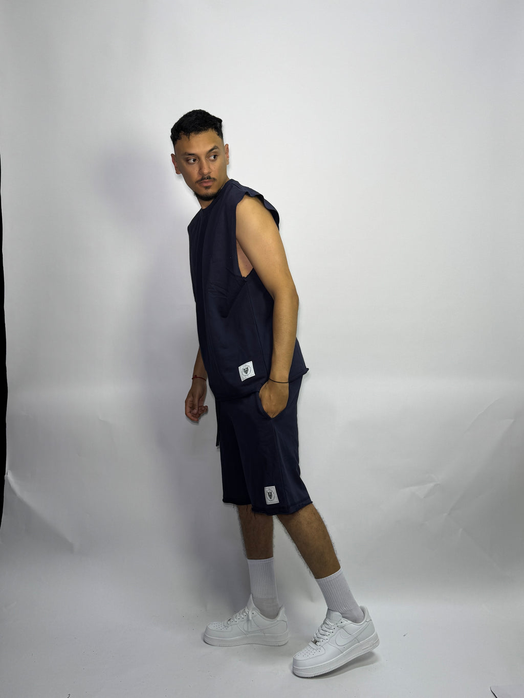 Ensemble Été Bleu Foncé 1ère Qualité – Sans Manches + Short Confort