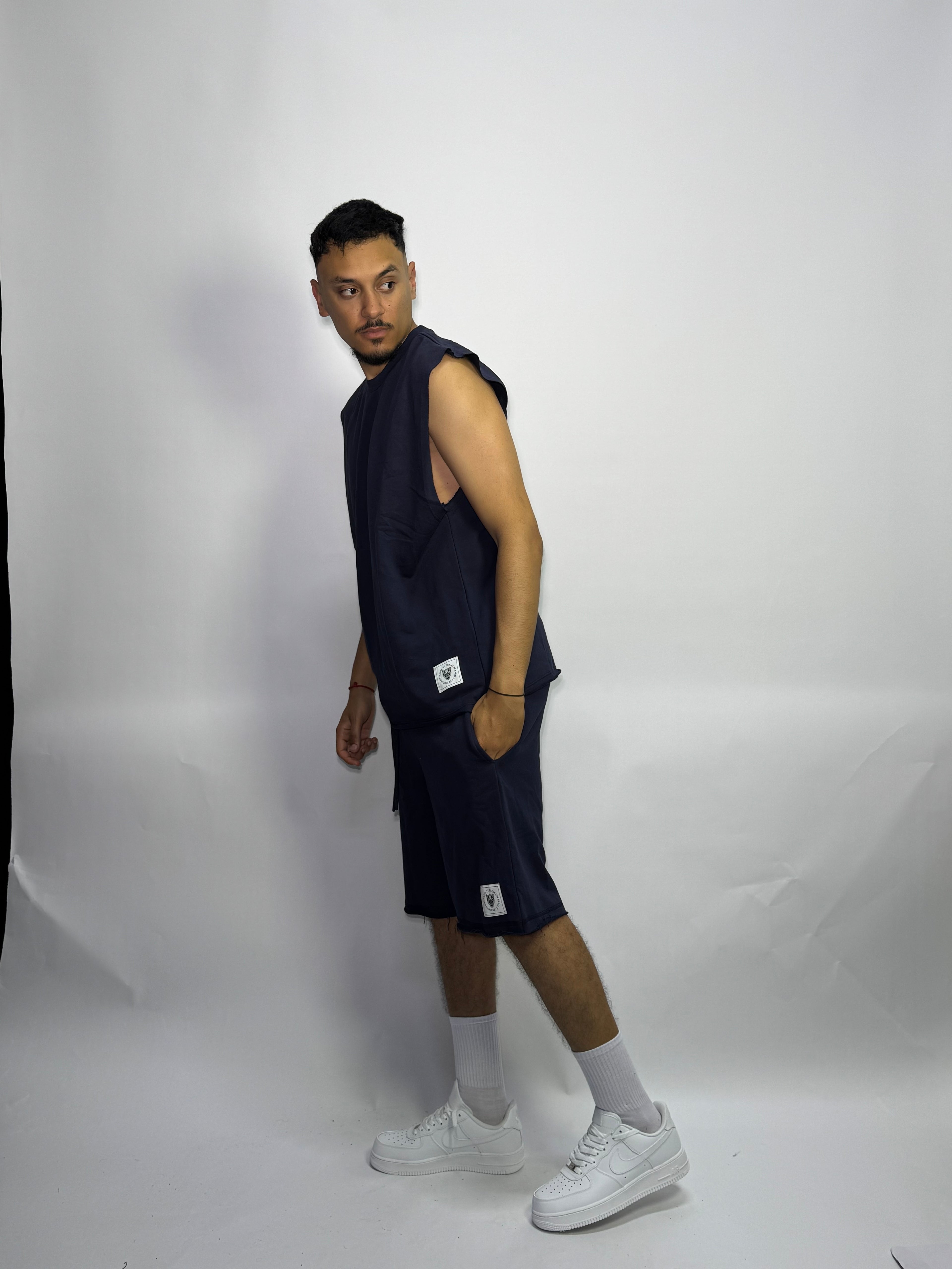 Ensemble Été Bleu Foncé 1ère Qualité – Sans Manches + Short Confort