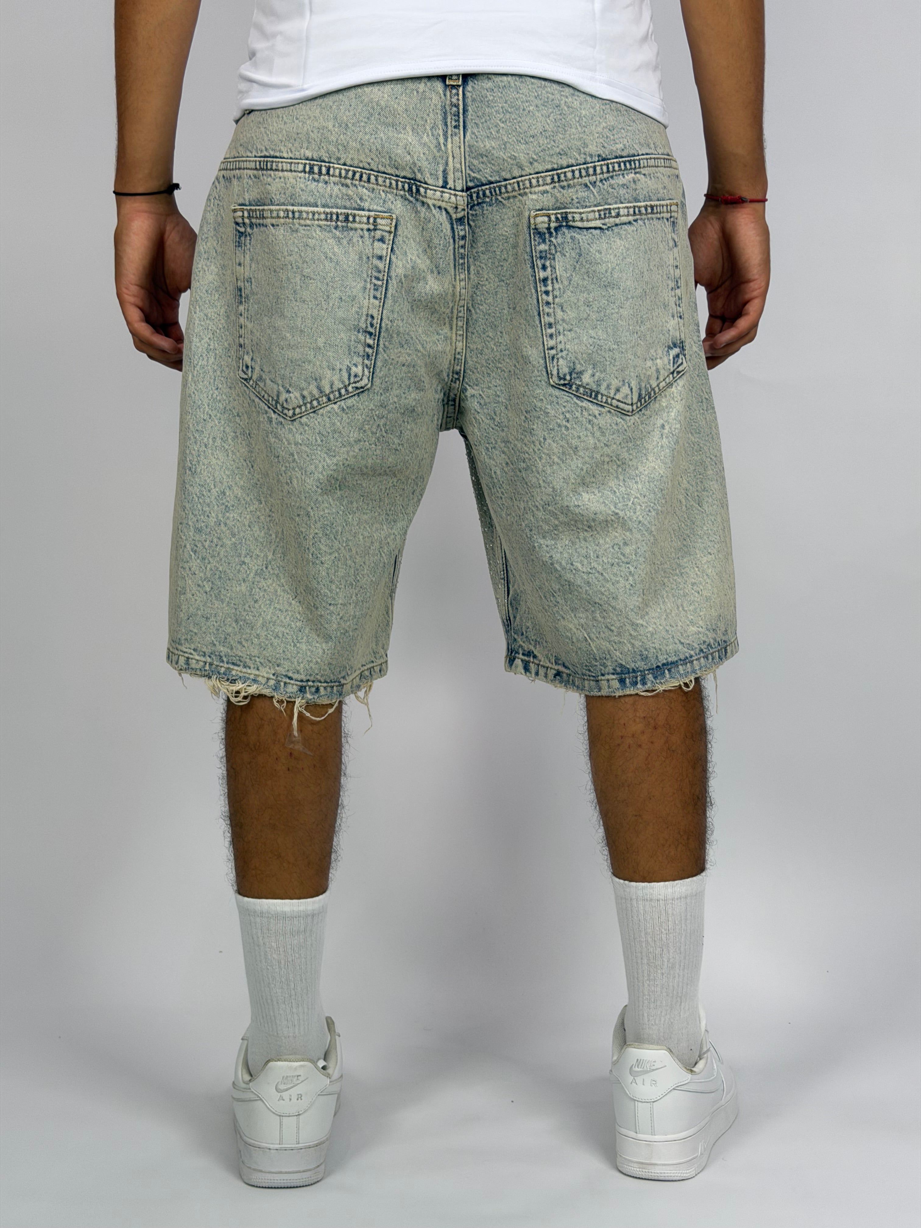 Short Jean Oversize “SURVIVER” bleu C – Streetwear Premium