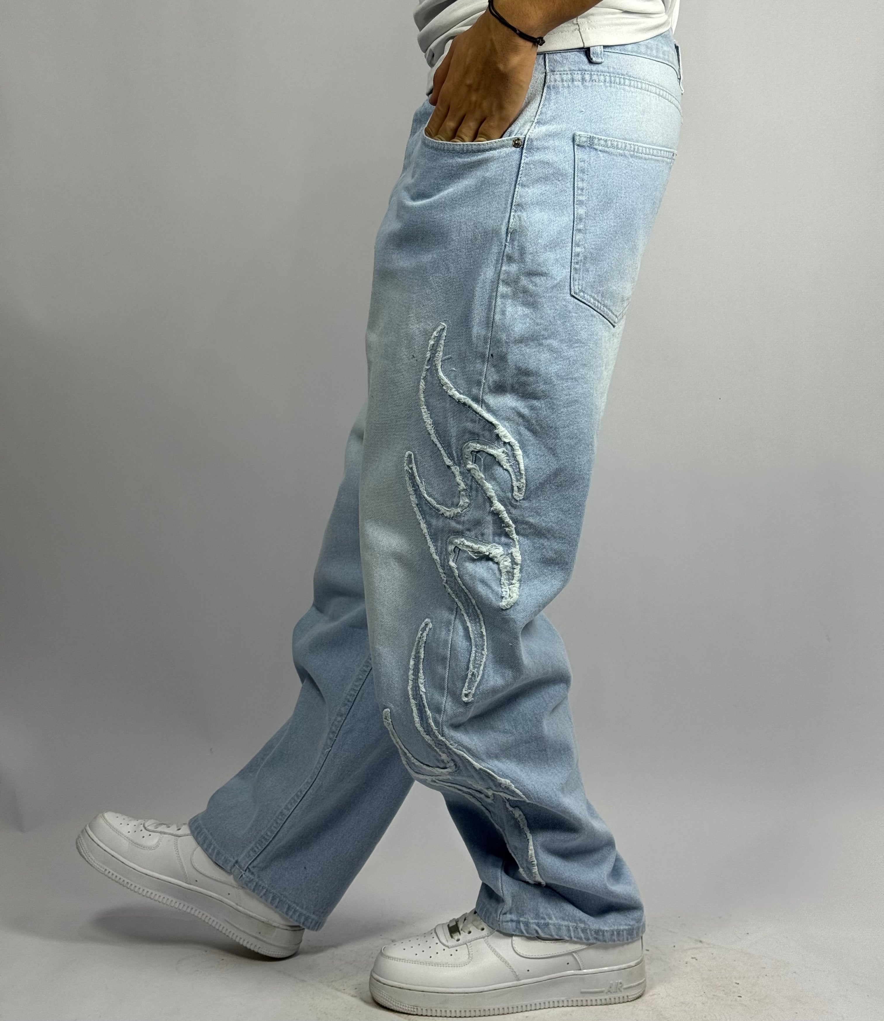 Jean Baggy 1 ère Qualité – Collection Broderie Flamme ( Model C)