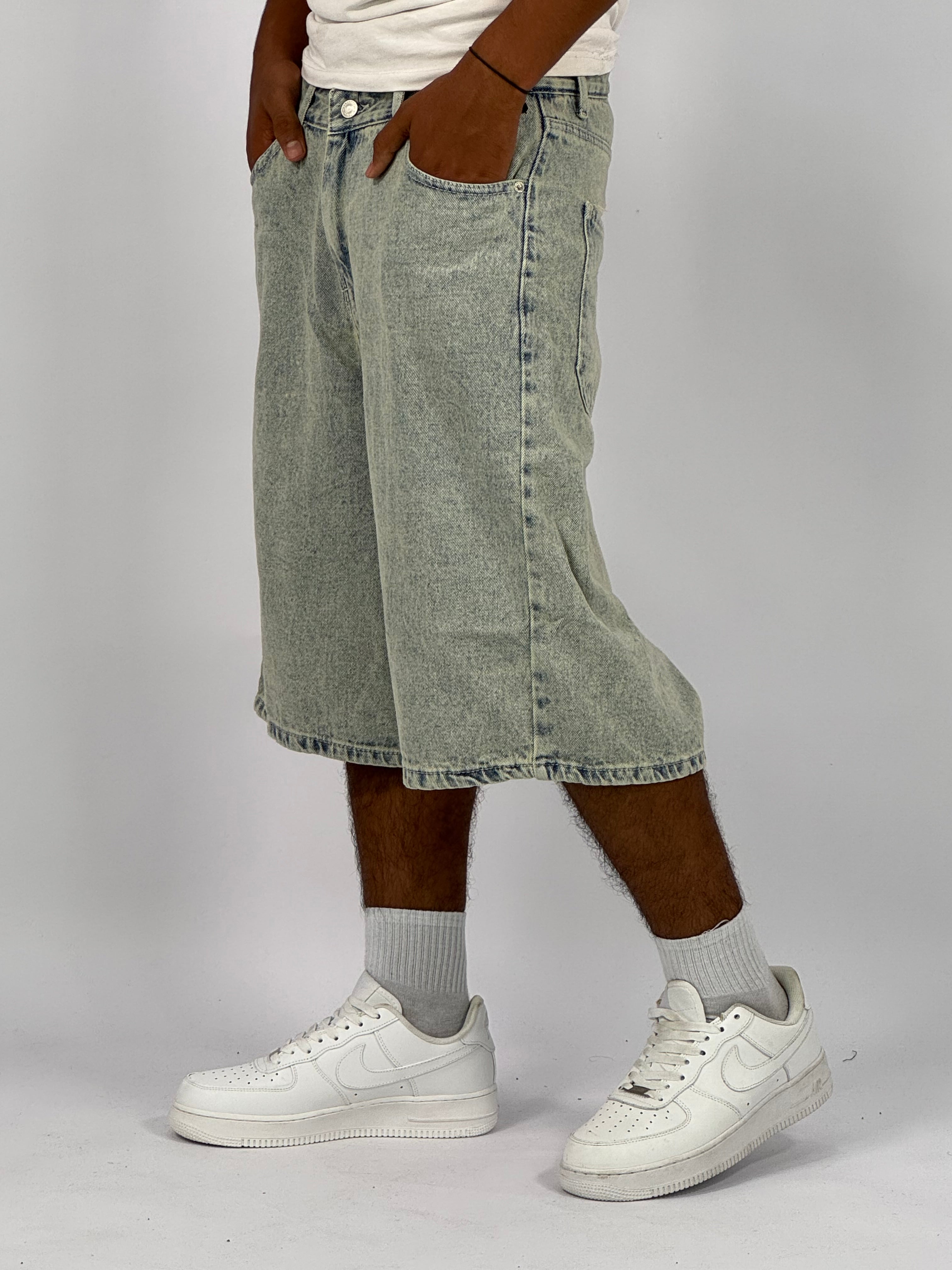 Short en Jean Oversize Homme (D) – Denim Délavé Vintage | Style Streetwear