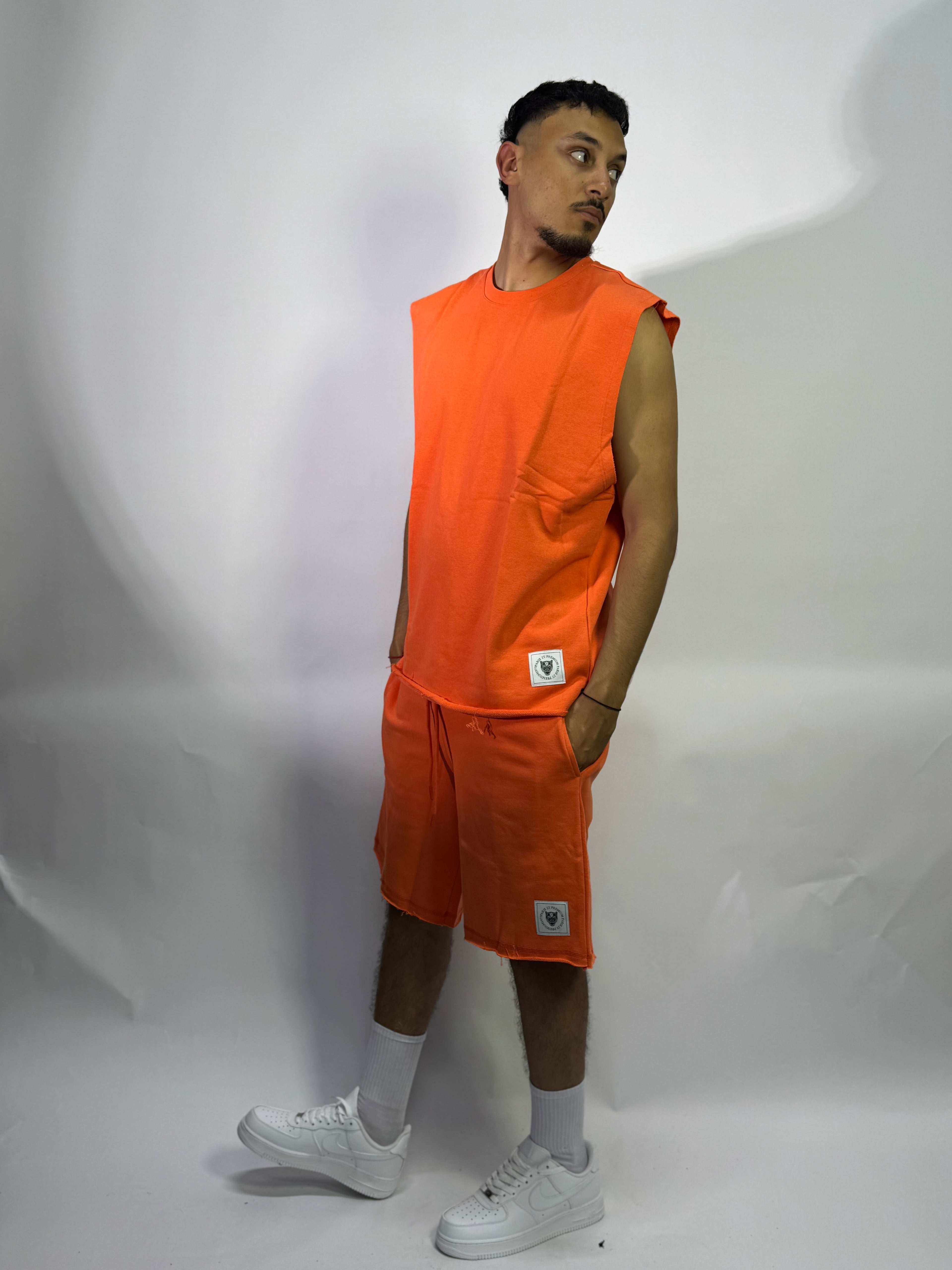 Ensemble Été Orange 1ère Qualité – Sans Manches + Short Confort