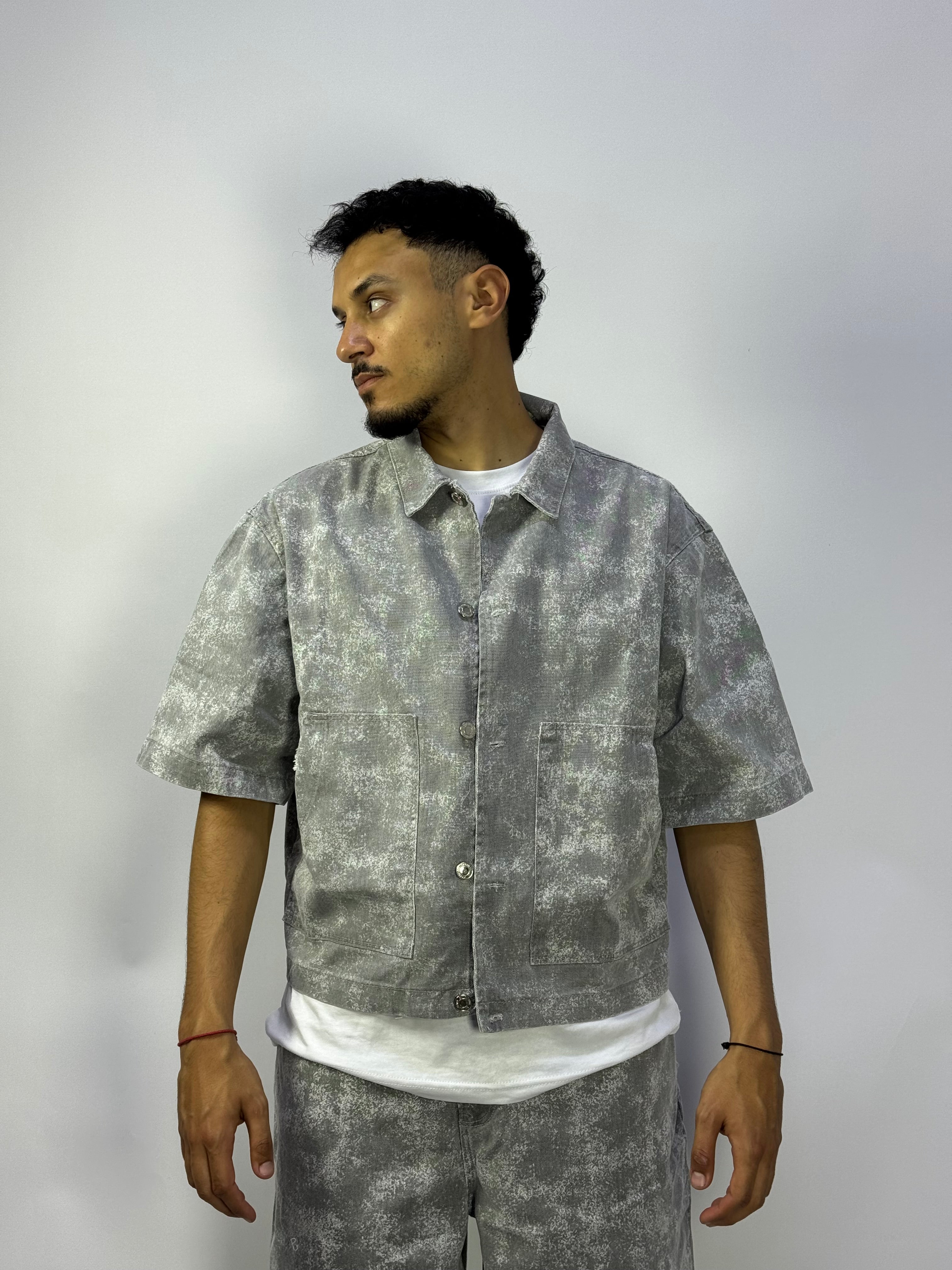 Ensemble Oversize Gris Washed – Chemise + Short Streetwear Premium