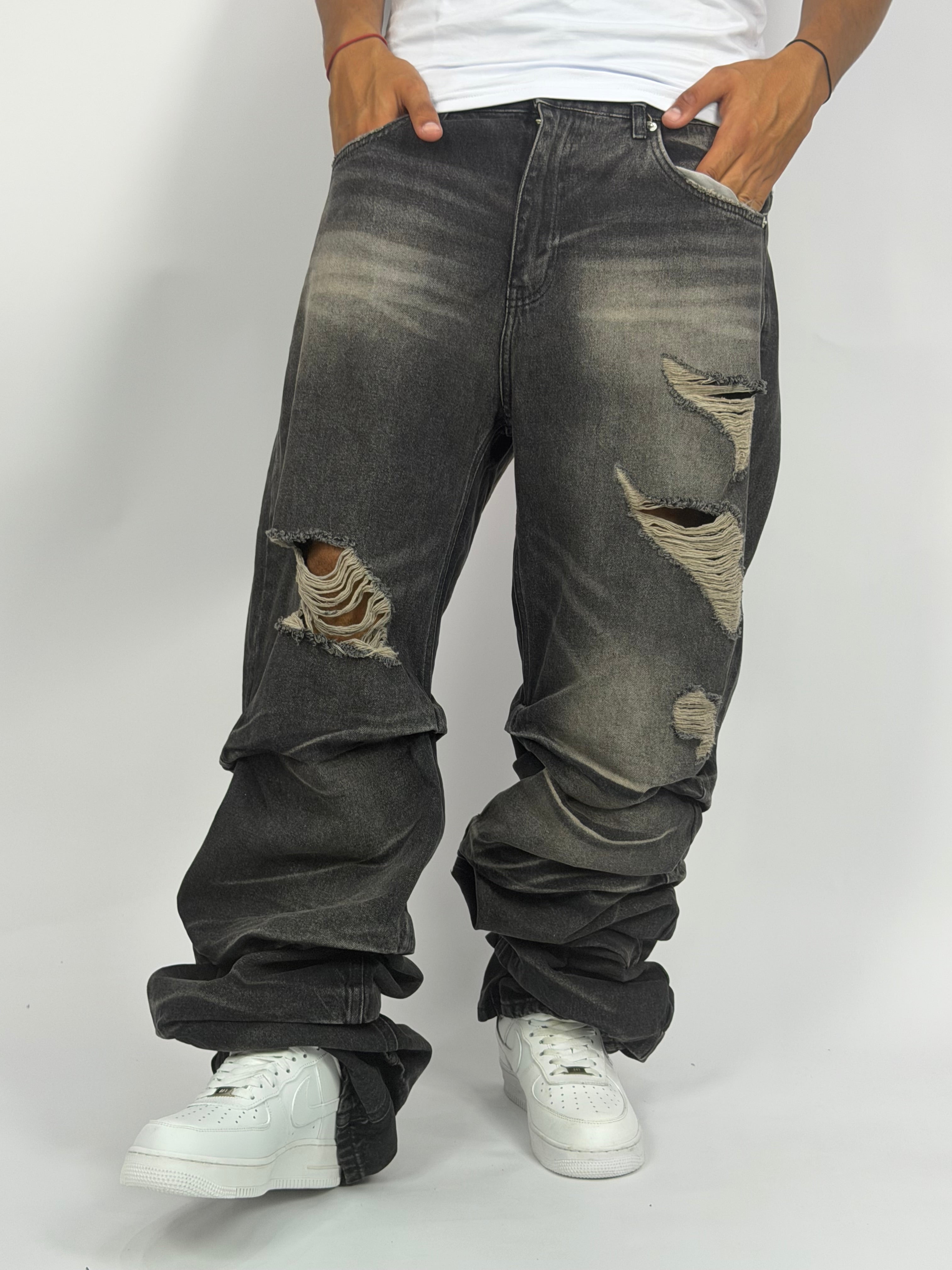 Jeans ORIGINAL Denim Oversize Destroy – Washed Black Distressed Edition
