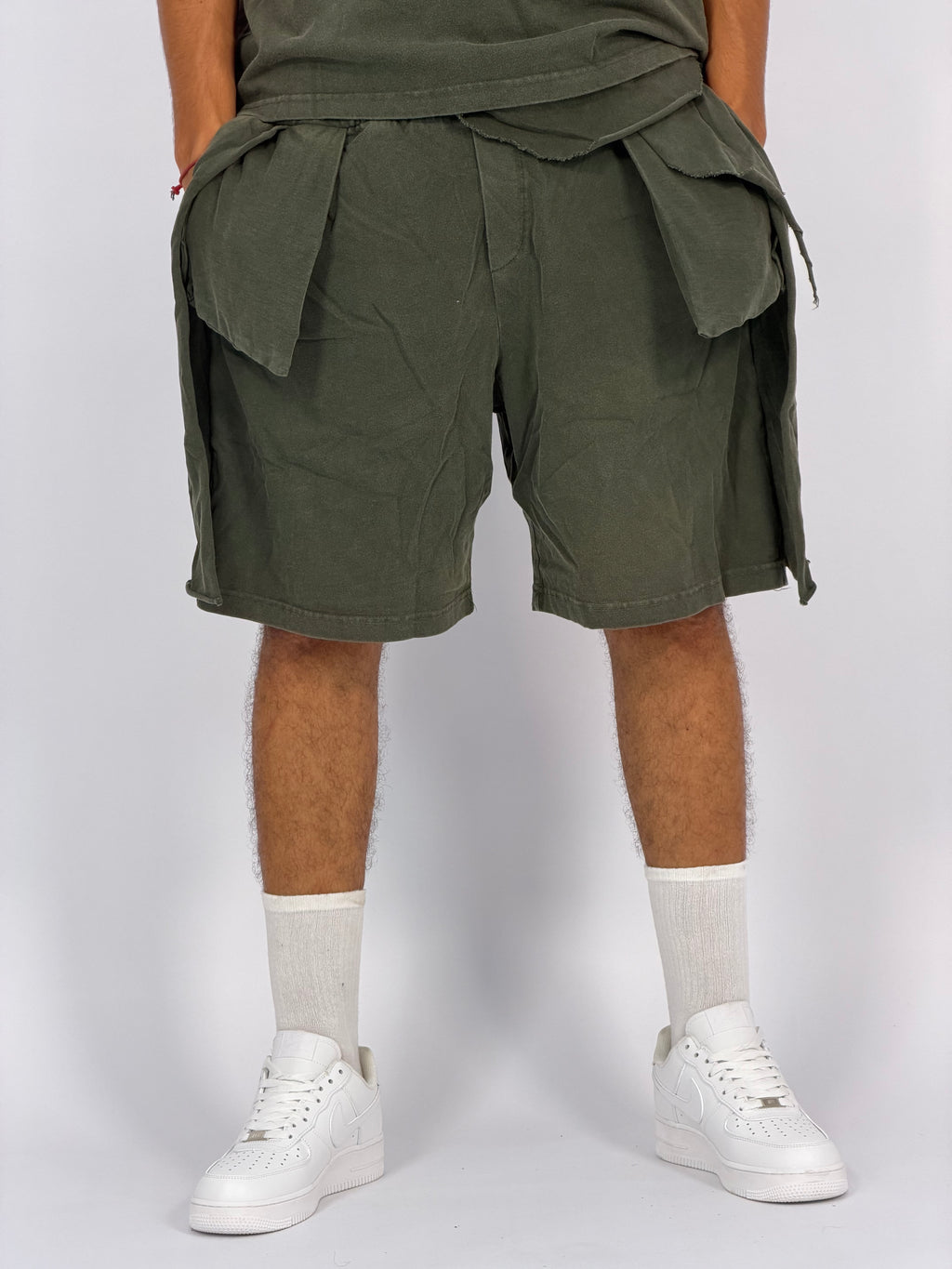 Ensemble “OCEAN DUST” Vert Foncé – T-Shirt + Short Cargo Streetwear