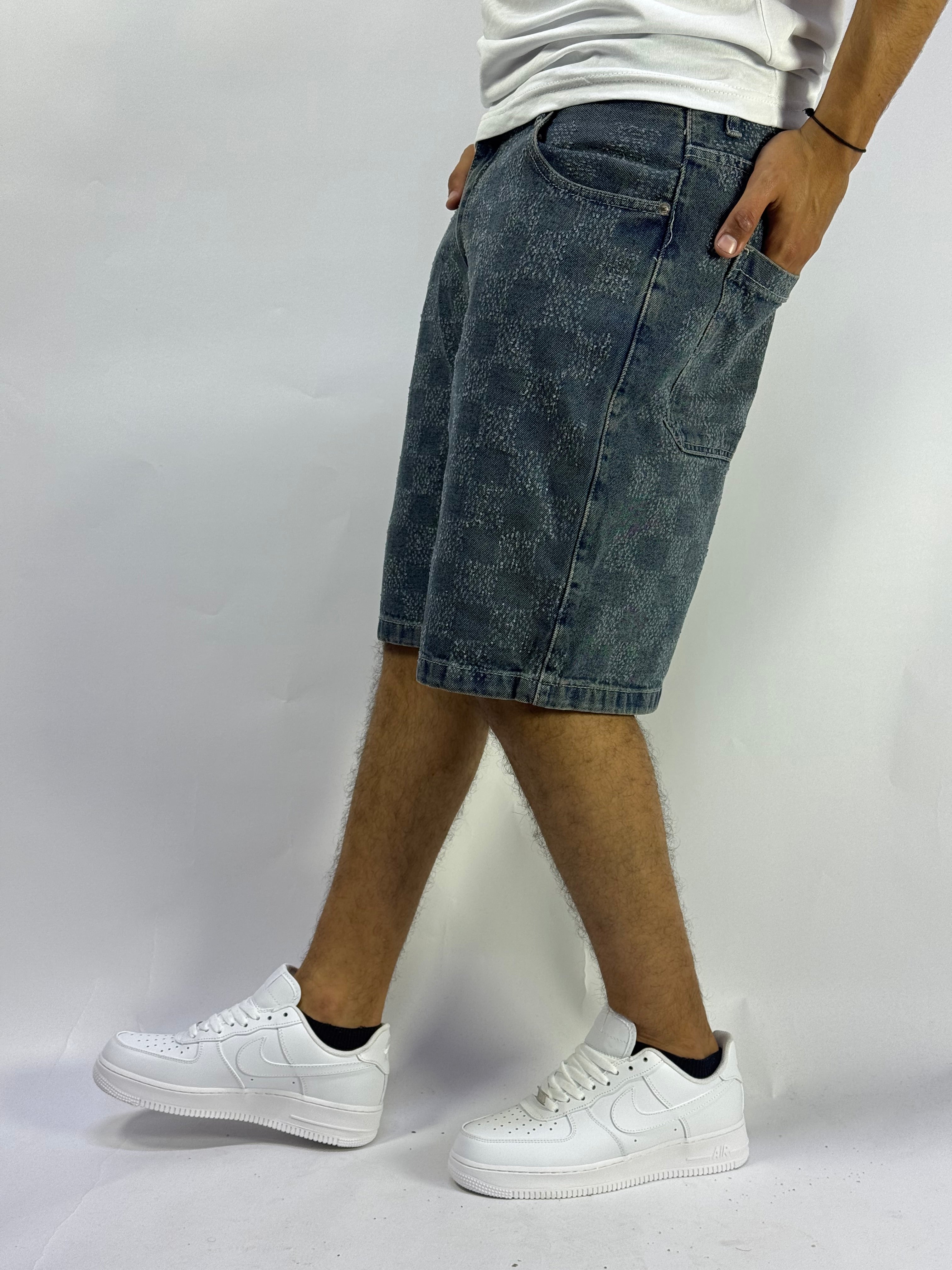 Short Denim Washed Gris – Coupe Baggy Streetwear Été