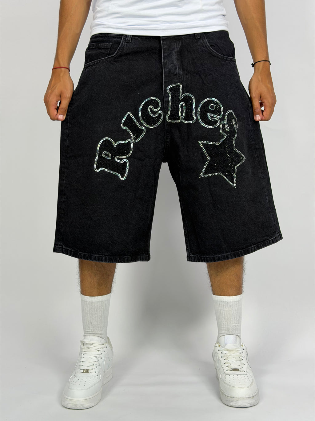 Short Jean Oversize “Riches” Noir – Streetwear Premium