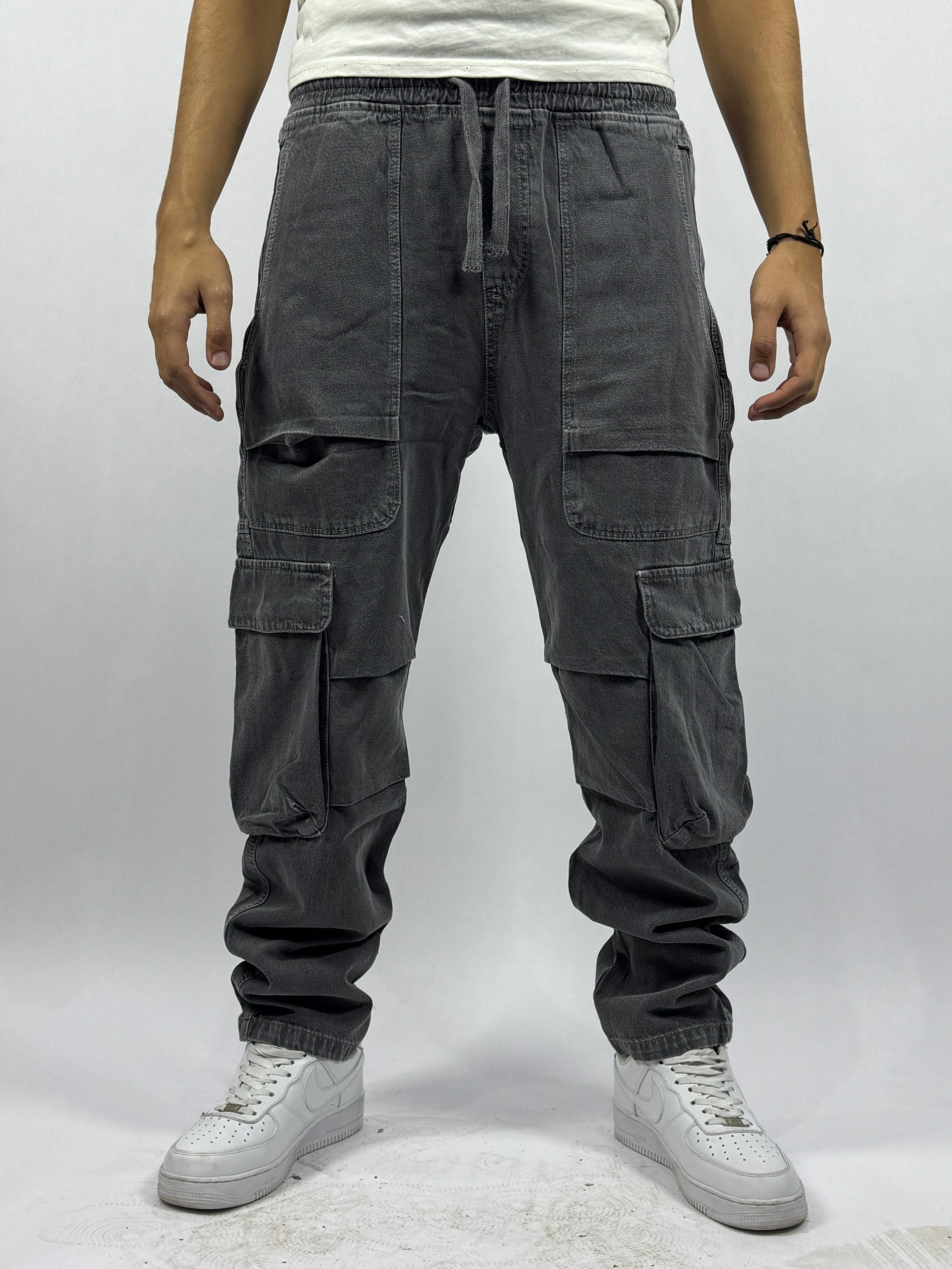 Pantalon Cargo Loose – Gris Anthracite