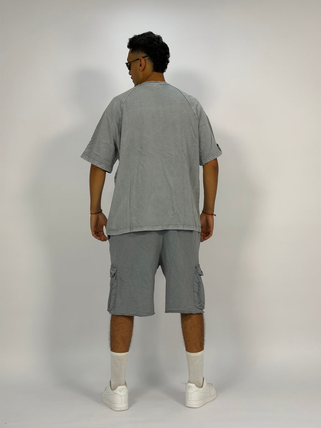 Ensemble “OCEAN DUST” Gris – T-Shirt + Short Cargo Streetwear