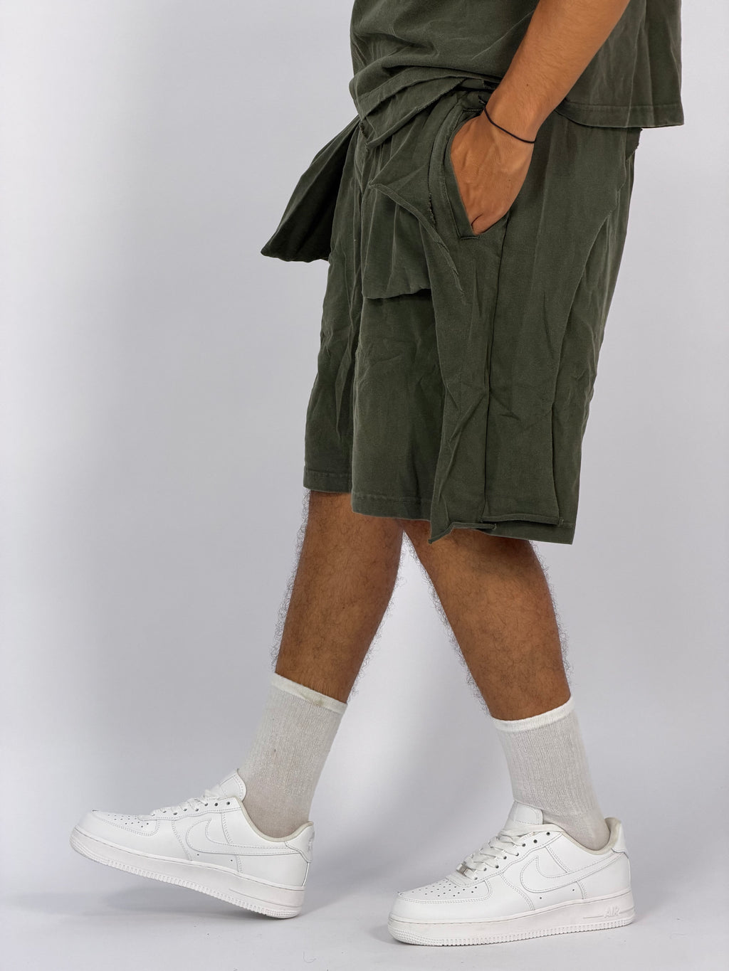 Ensemble “OCEAN DUST” Vert Foncé – T-Shirt + Short Cargo Streetwear