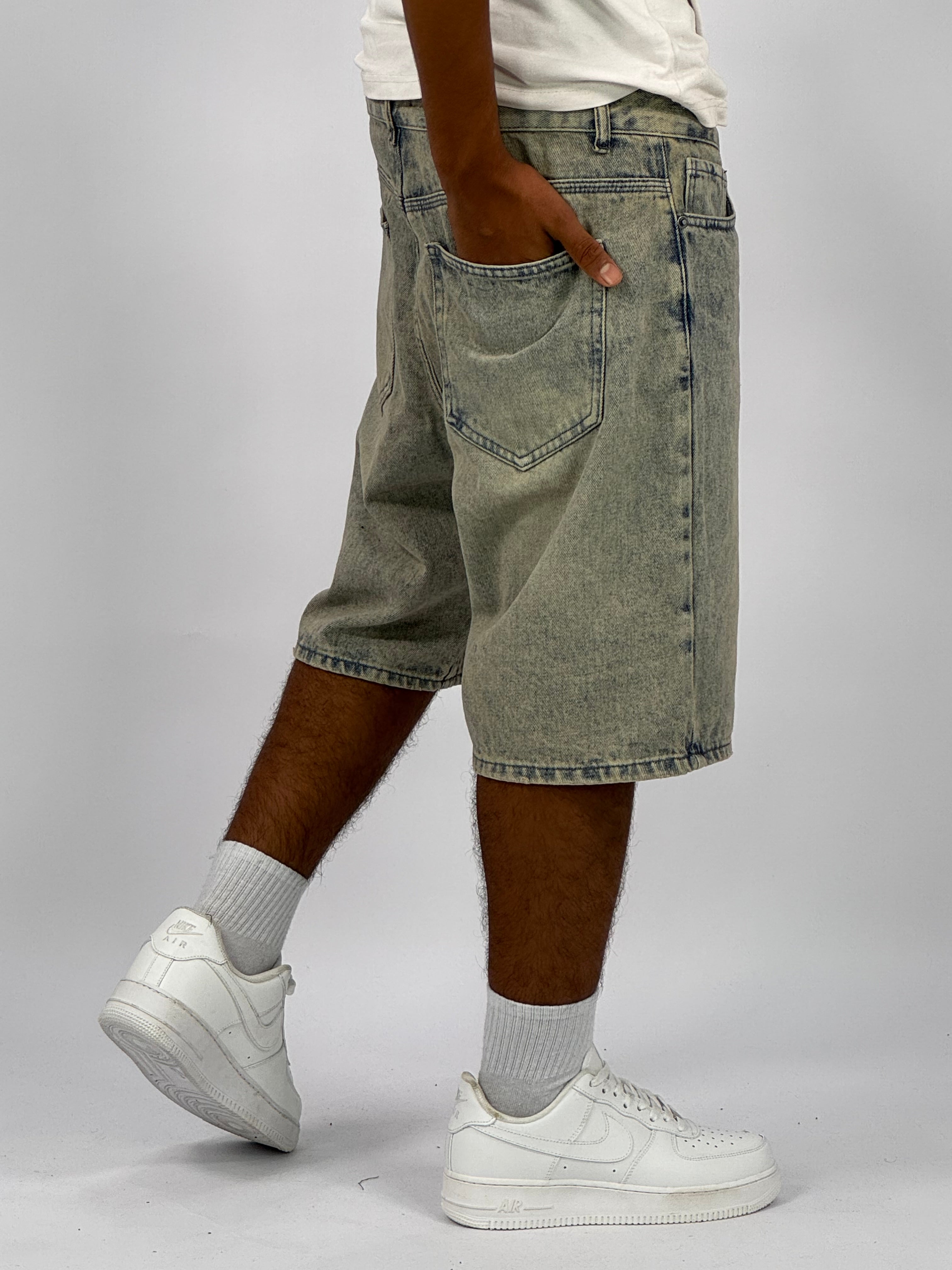 Short en Jean Oversize Homme (E) – Denim Délavé Vintage | Style Streetwear