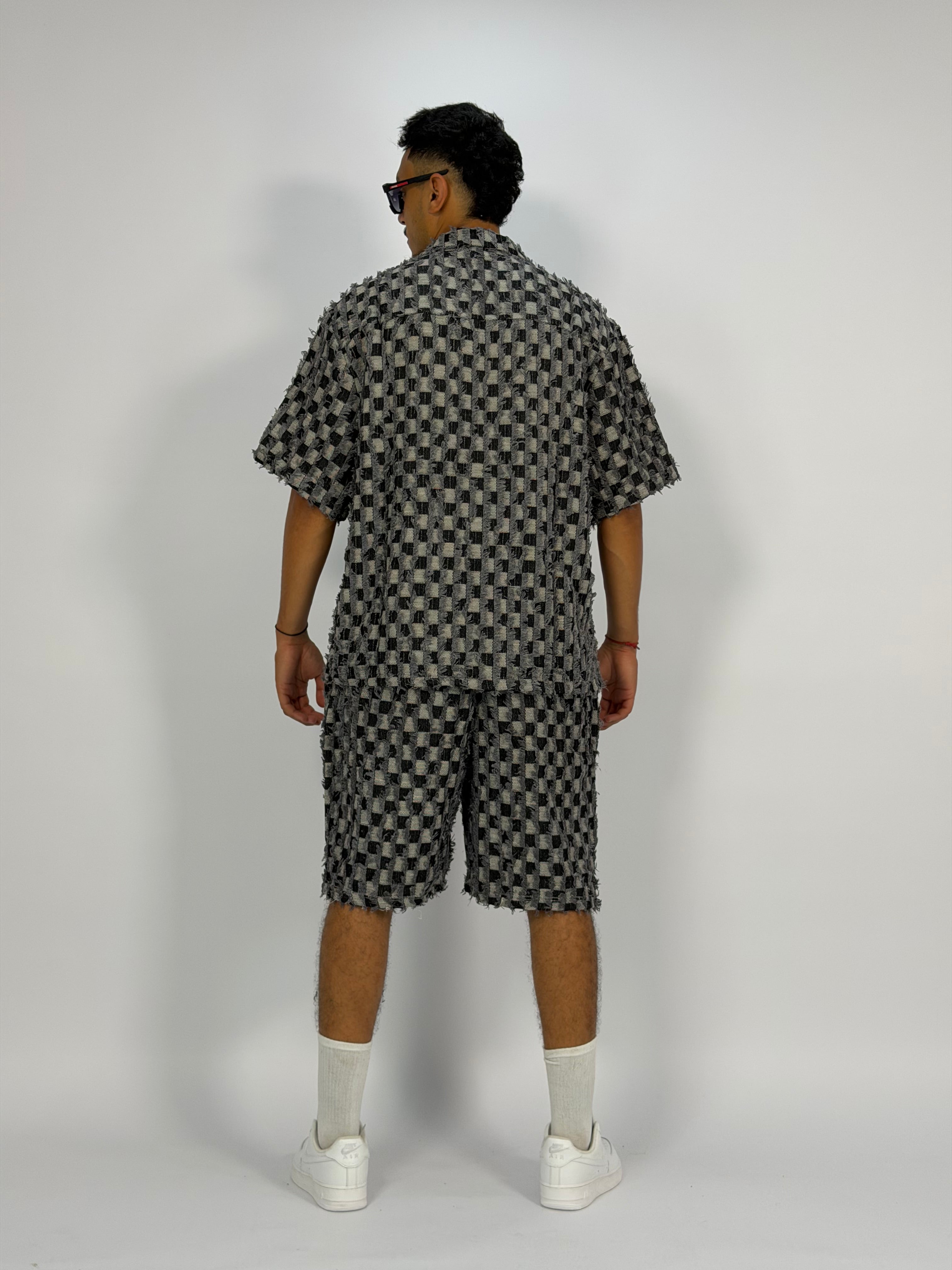 Ensemble “GRID RAW” (C) – Chemise + Short Texturé Premium