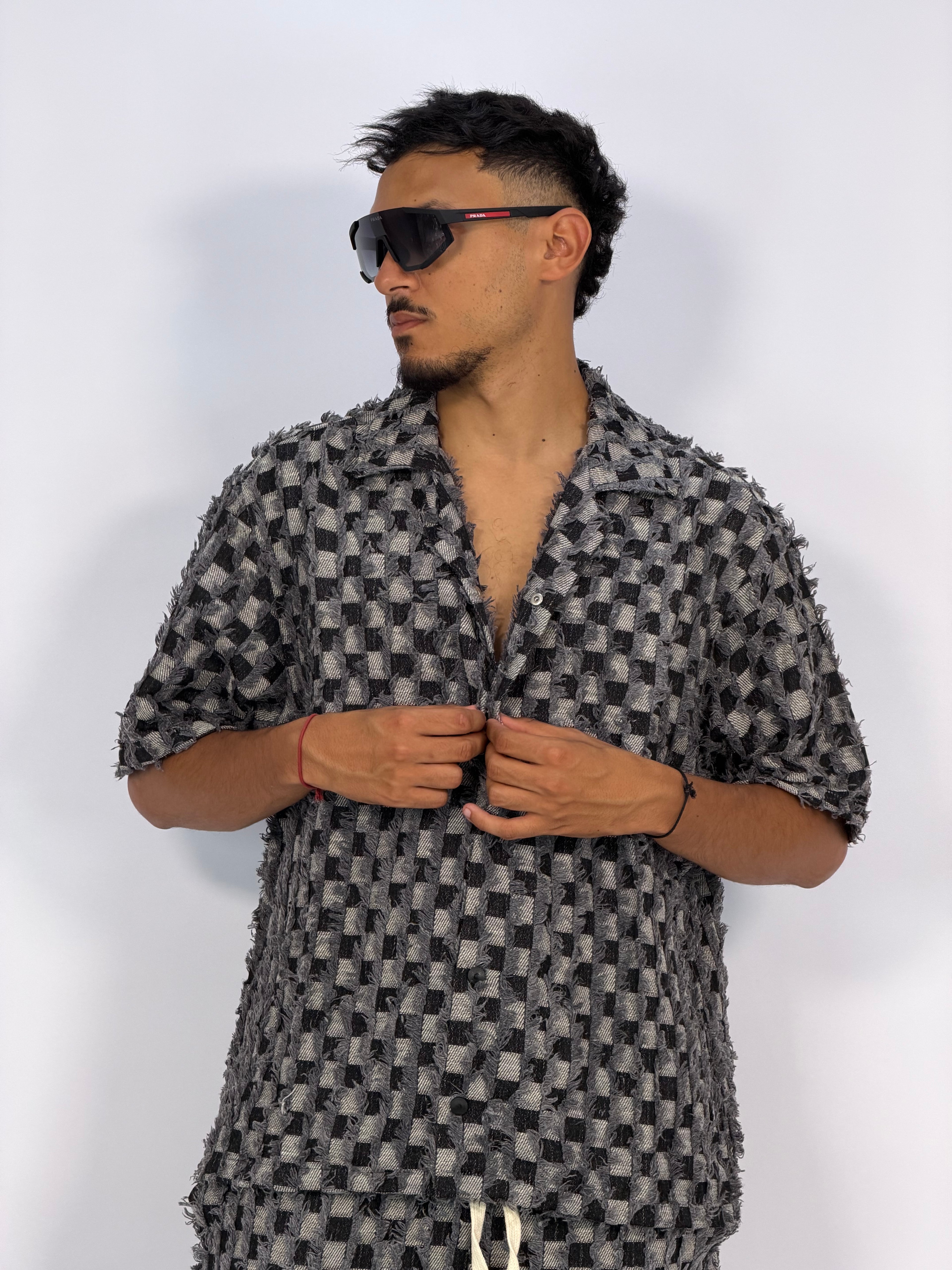 Ensemble “GRID RAW” (C) – Chemise + Short Texturé Premium