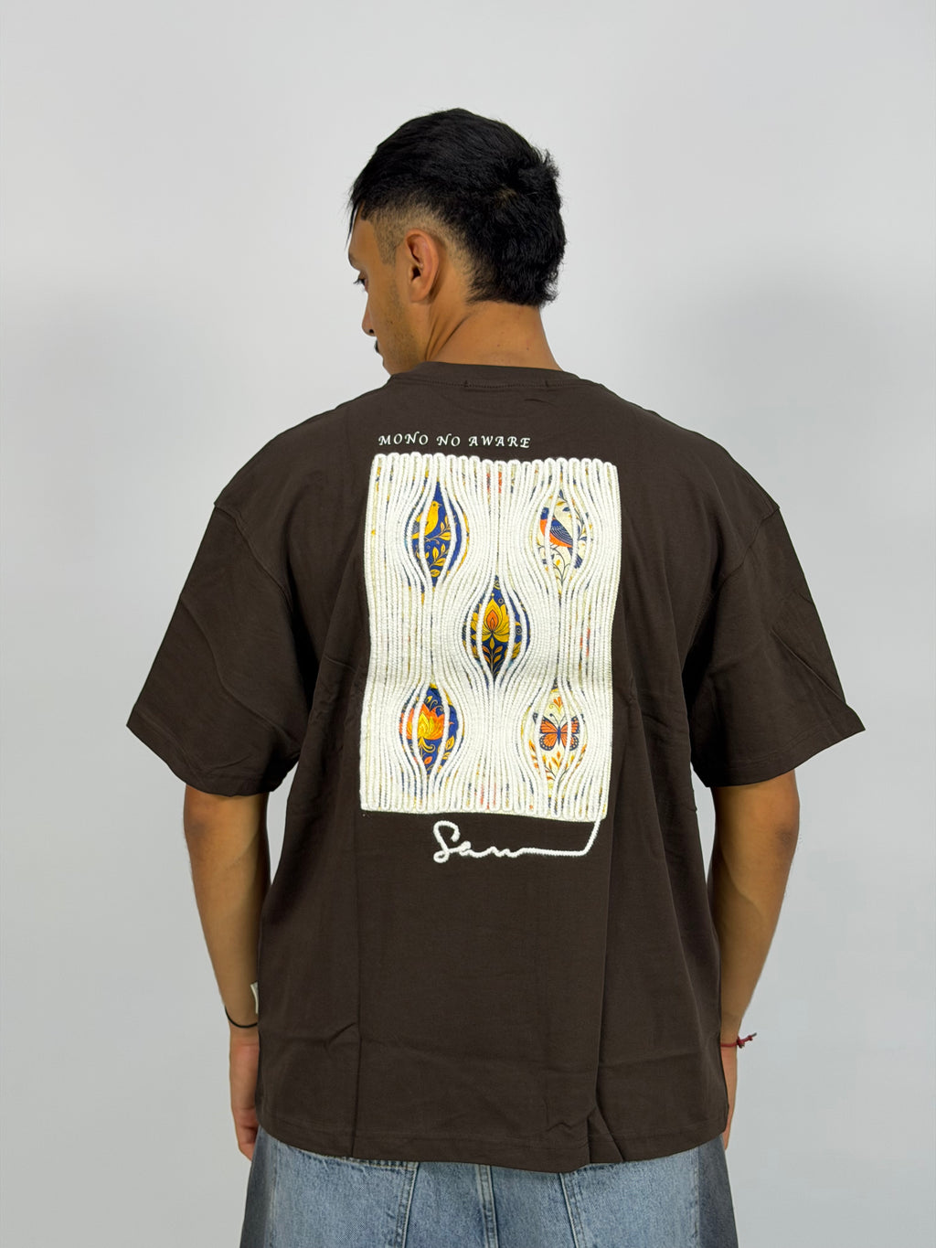 T-shirt ORIGINAL Oversize Marron – Mono Art Texture Edition