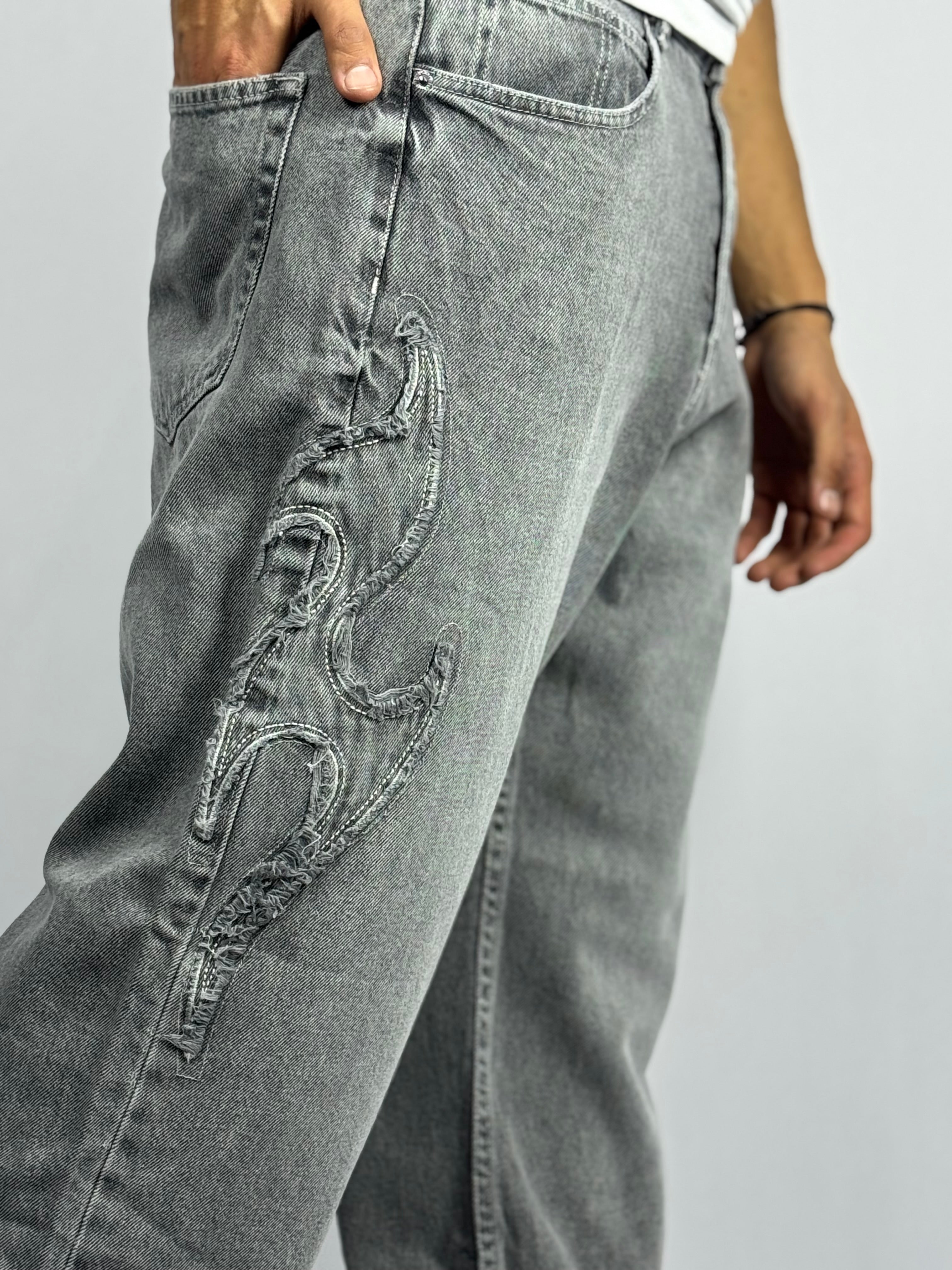 Jean Baggy 1 ère Qualité – Collection Broderie Flamme ( Model B)