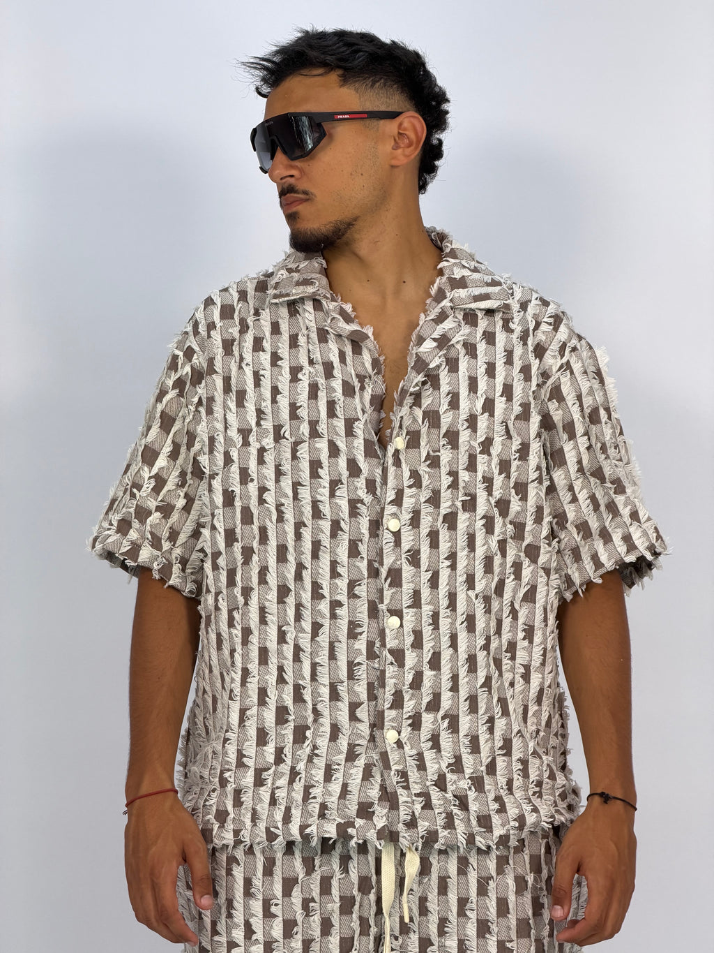 Ensemble “GRID RAW” (B) – Chemise + Short Texturé Premium