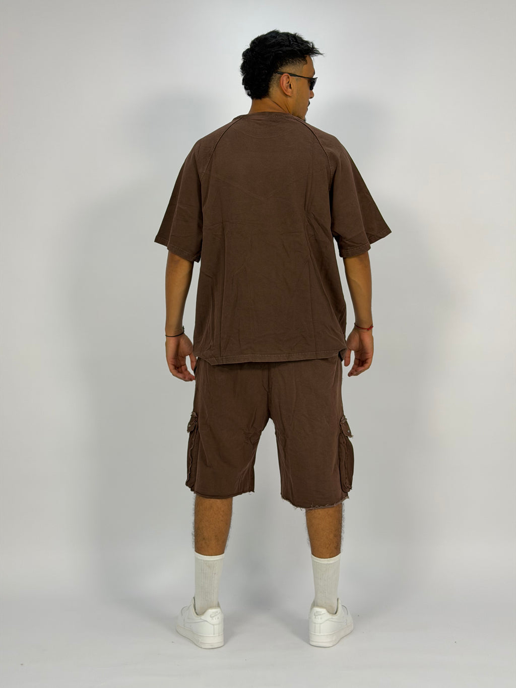 Ensemble “OCEAN DUST” Marron Foncé – T-Shirt + Short Cargo Streetwear