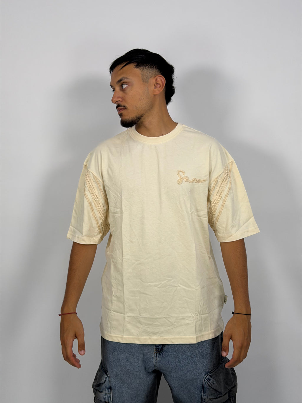 T-shirt ORIGINAL Oversize Ecru – Cross Texture Panel Edition