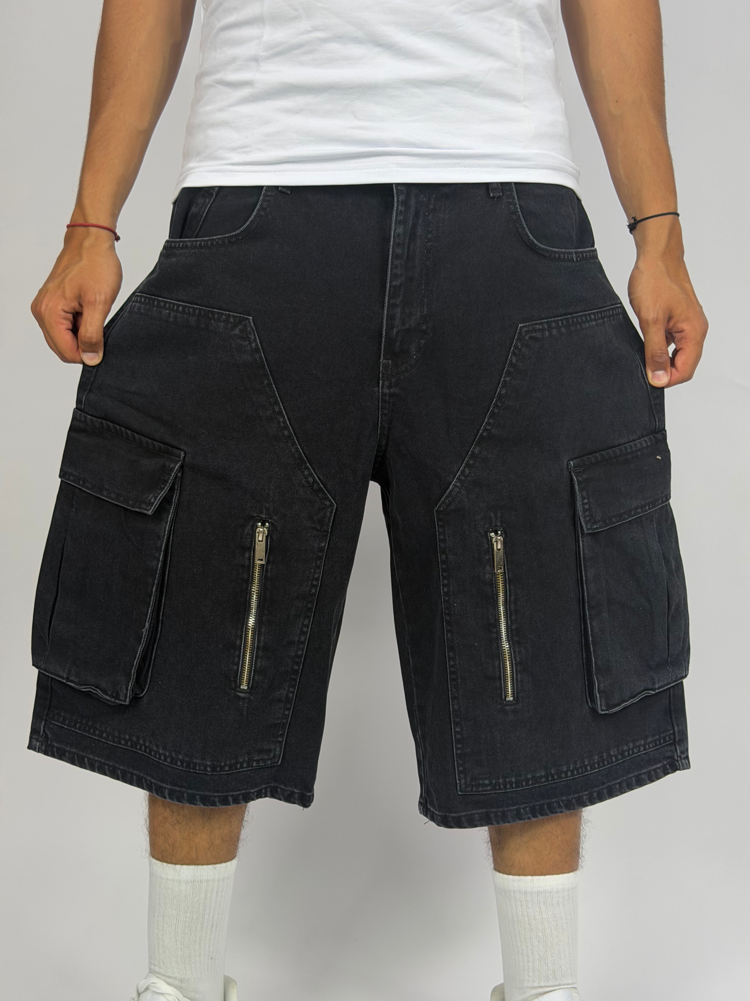 Short ORIGINAL Cargo Zippé Noir – Street Tech Edition