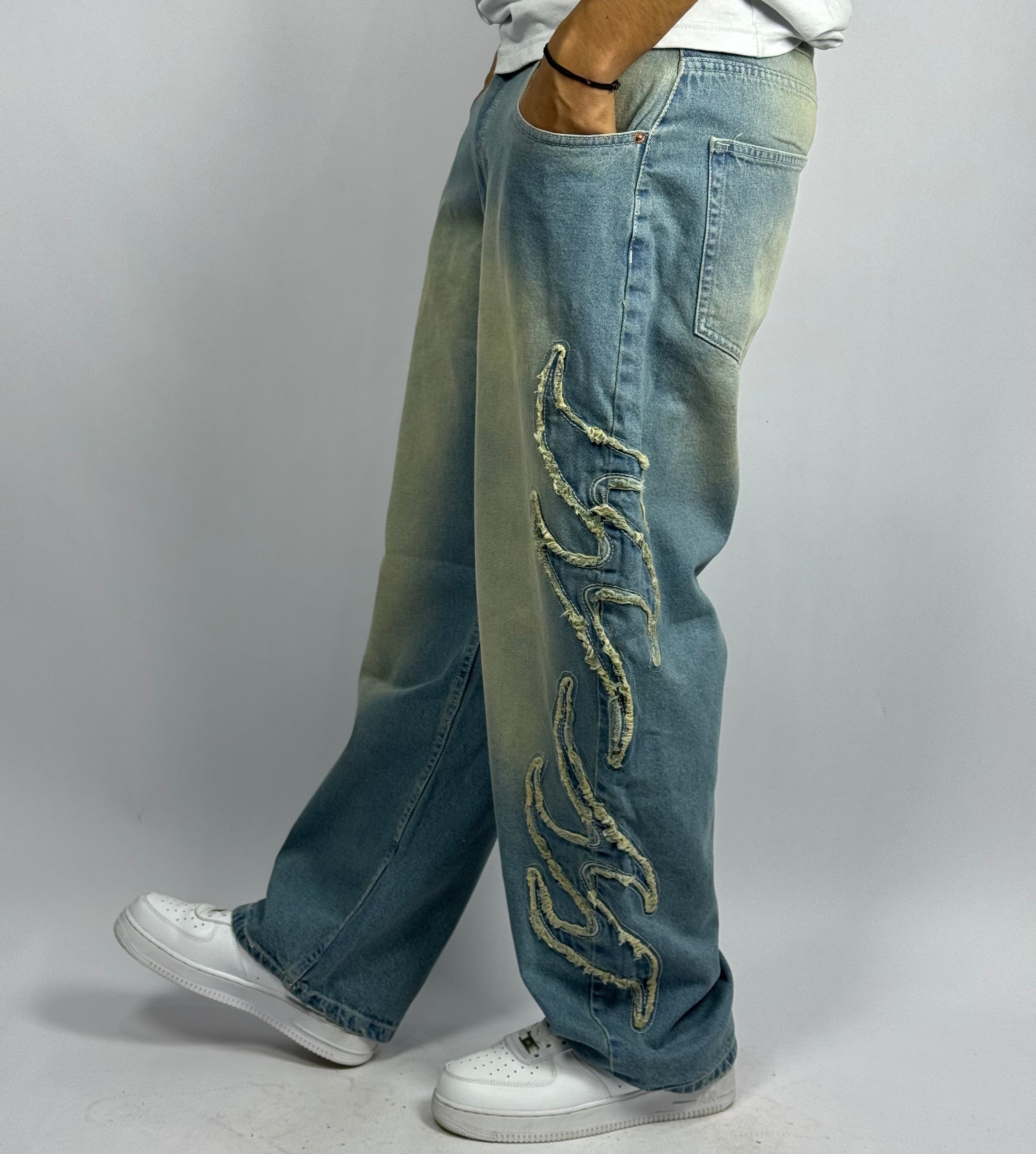 Jean Baggy 1 ère Qualité – Collection Broderie Flamme ( Model A)