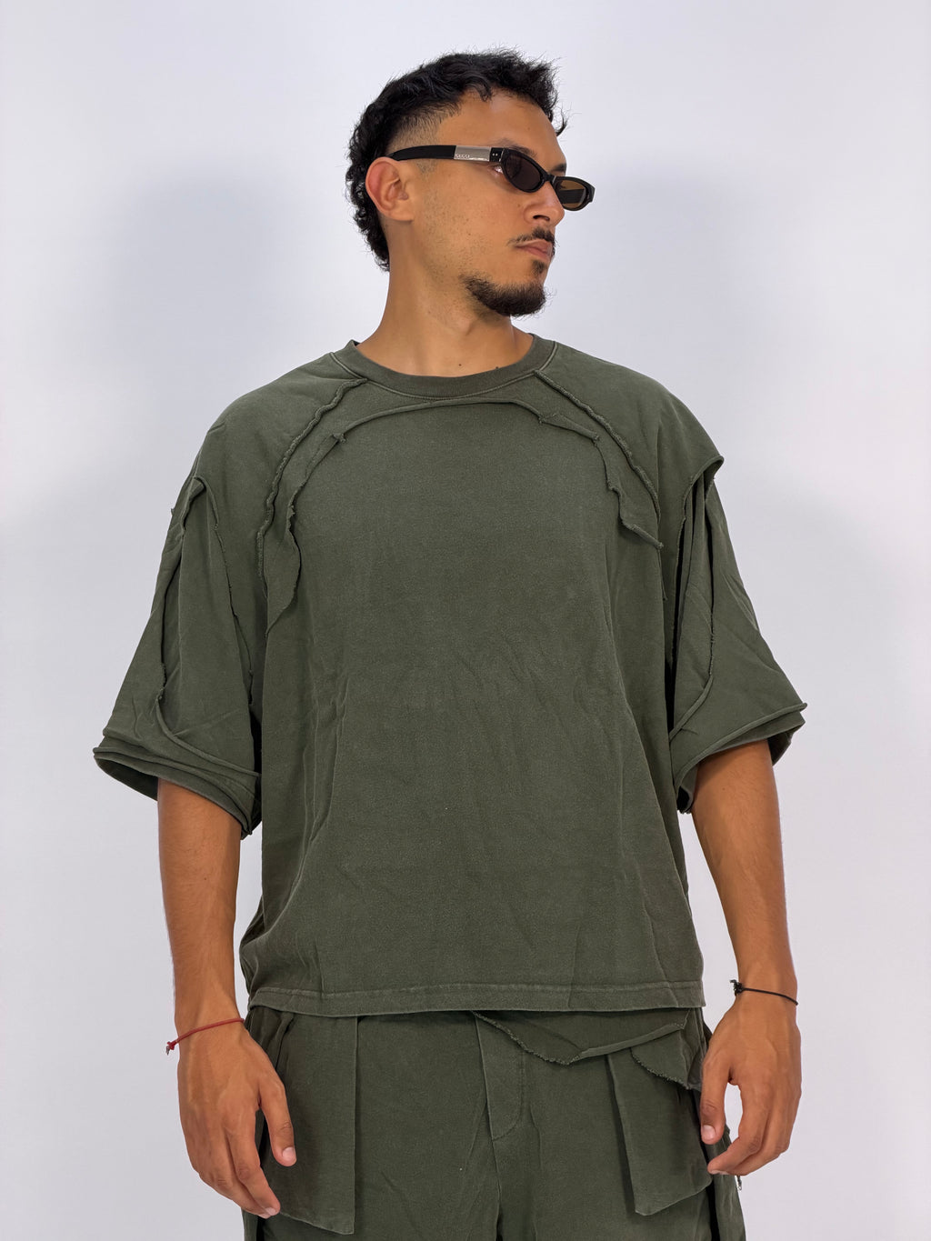 Ensemble “OCEAN DUST” Vert Foncé – T-Shirt + Short Cargo Streetwear