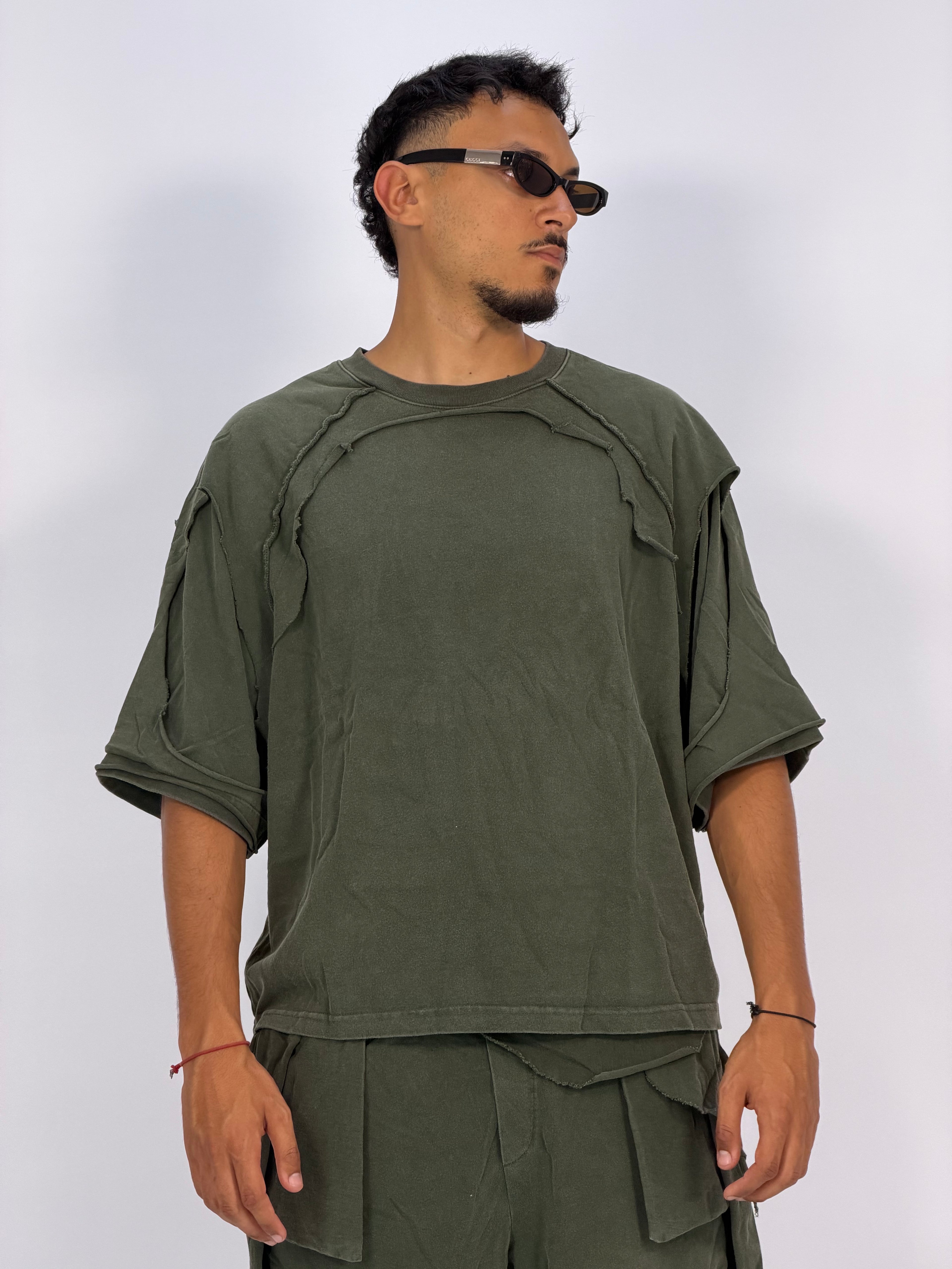 Ensemble “OCEAN DUST” Vert Foncé – T-Shirt + Short Cargo Streetwear