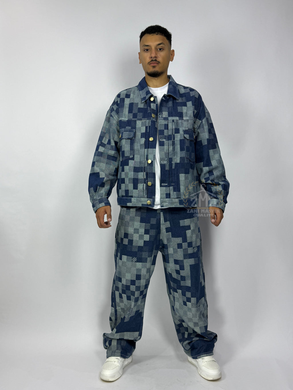 Ensemble Pixel Denim Bleu – Édition Limitée 1ʳᵉ Qualité