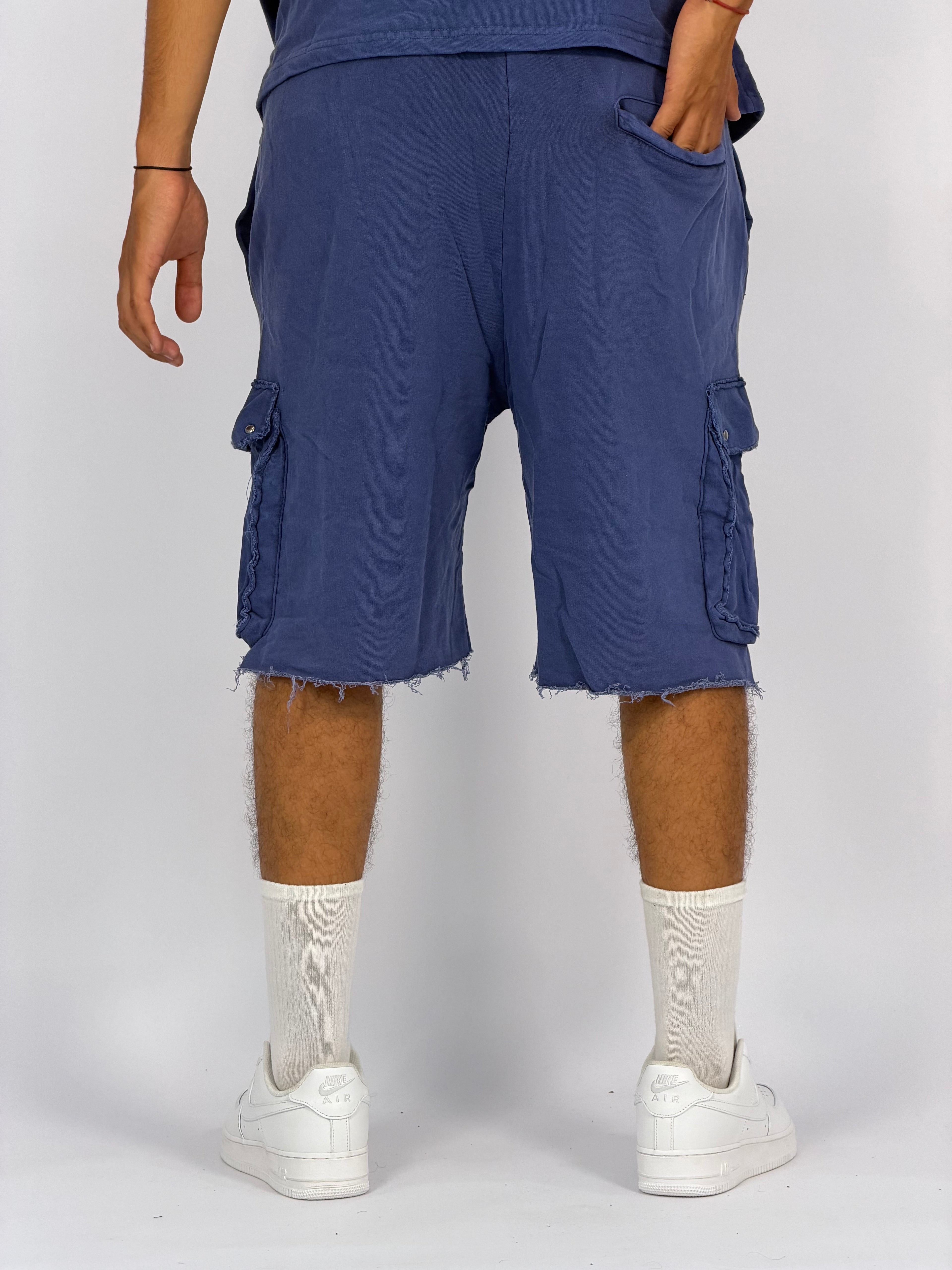 Ensemble “OCEAN DUST” Bleu – T-Shirt + Short Cargo Streetwear