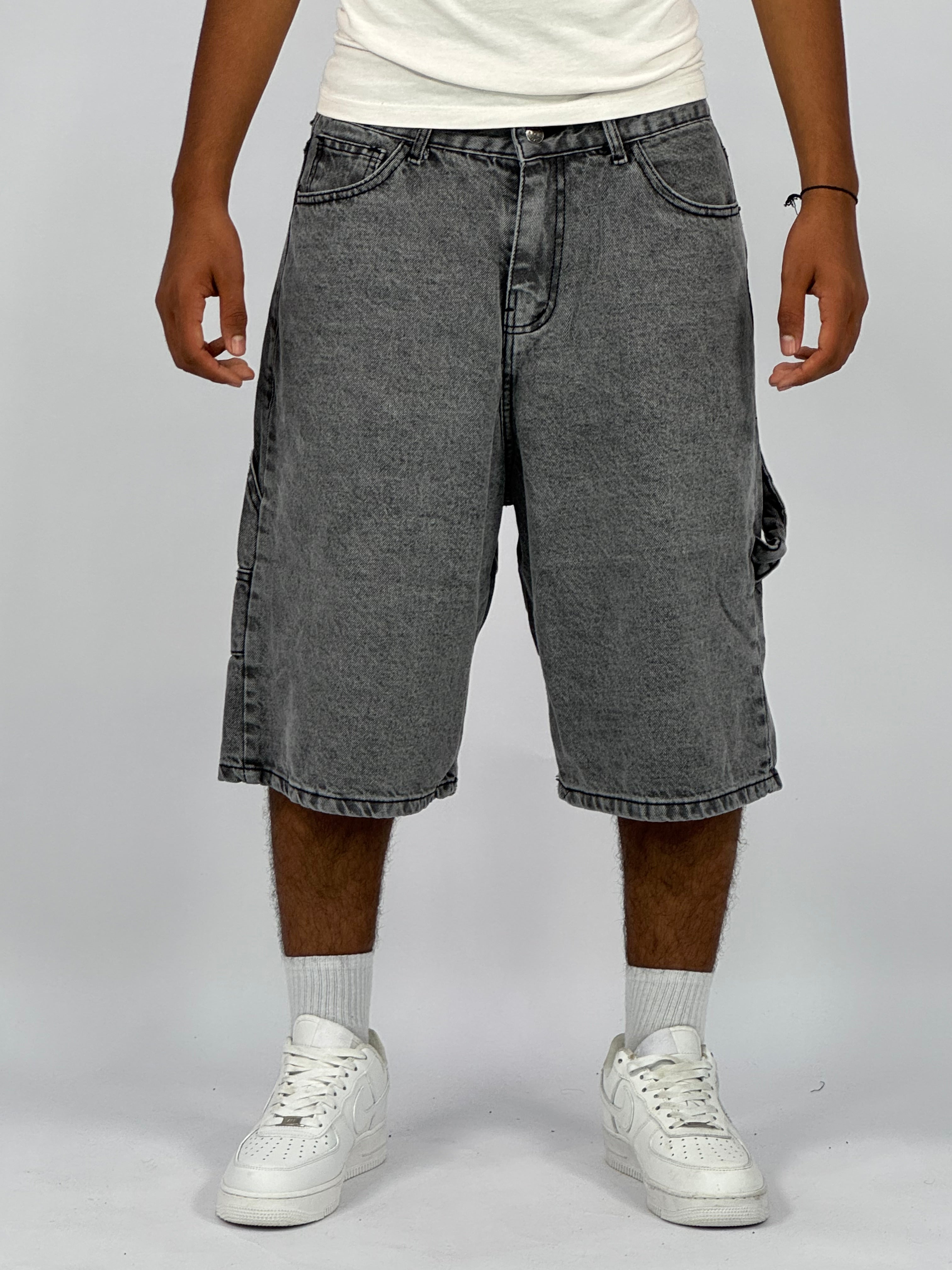 Short en Jean Oversize Homme (C) – Denim Délavé Vintage | Style Streetwear