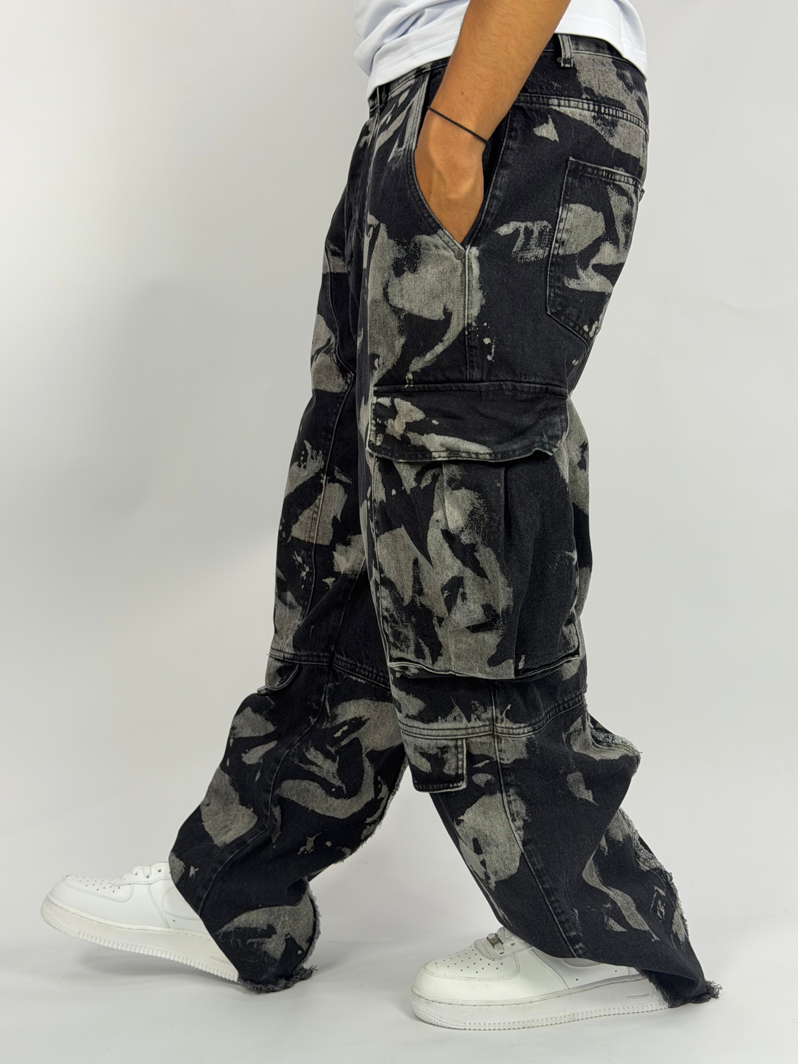 Jeans ORIGINAL Denim Oversize Cargo – Black Washed Camo Edition