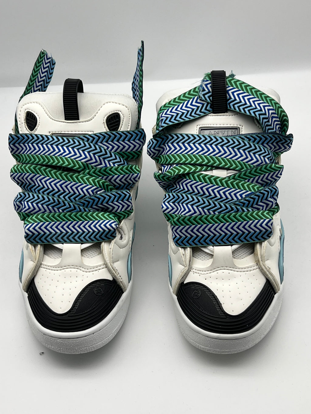 Sneakers ORIGINAL montantes blanches à lacets bleu et vert