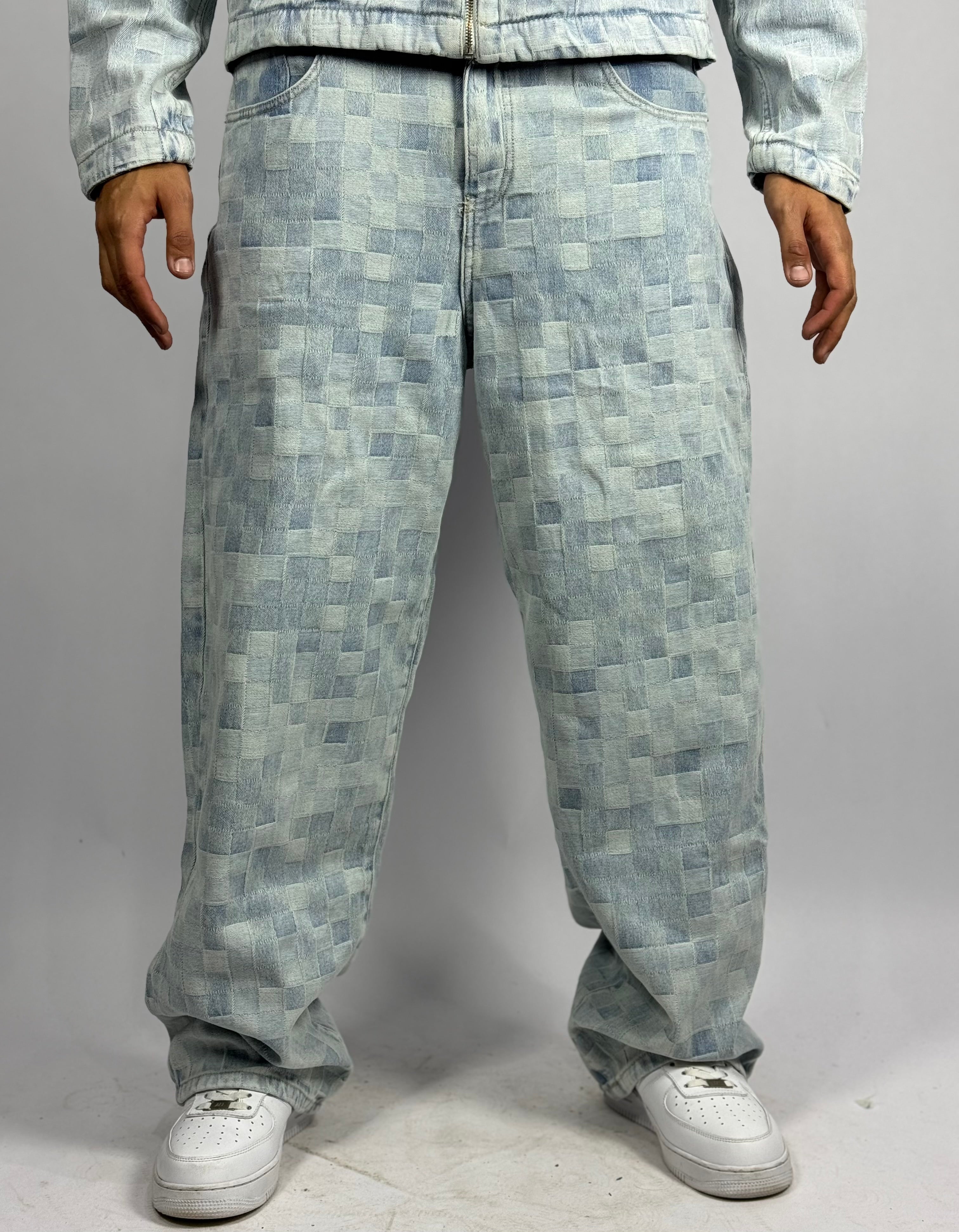 Ensemble Jeans Pixel Ice Blue – Veste Zippée & Pantalon Loose