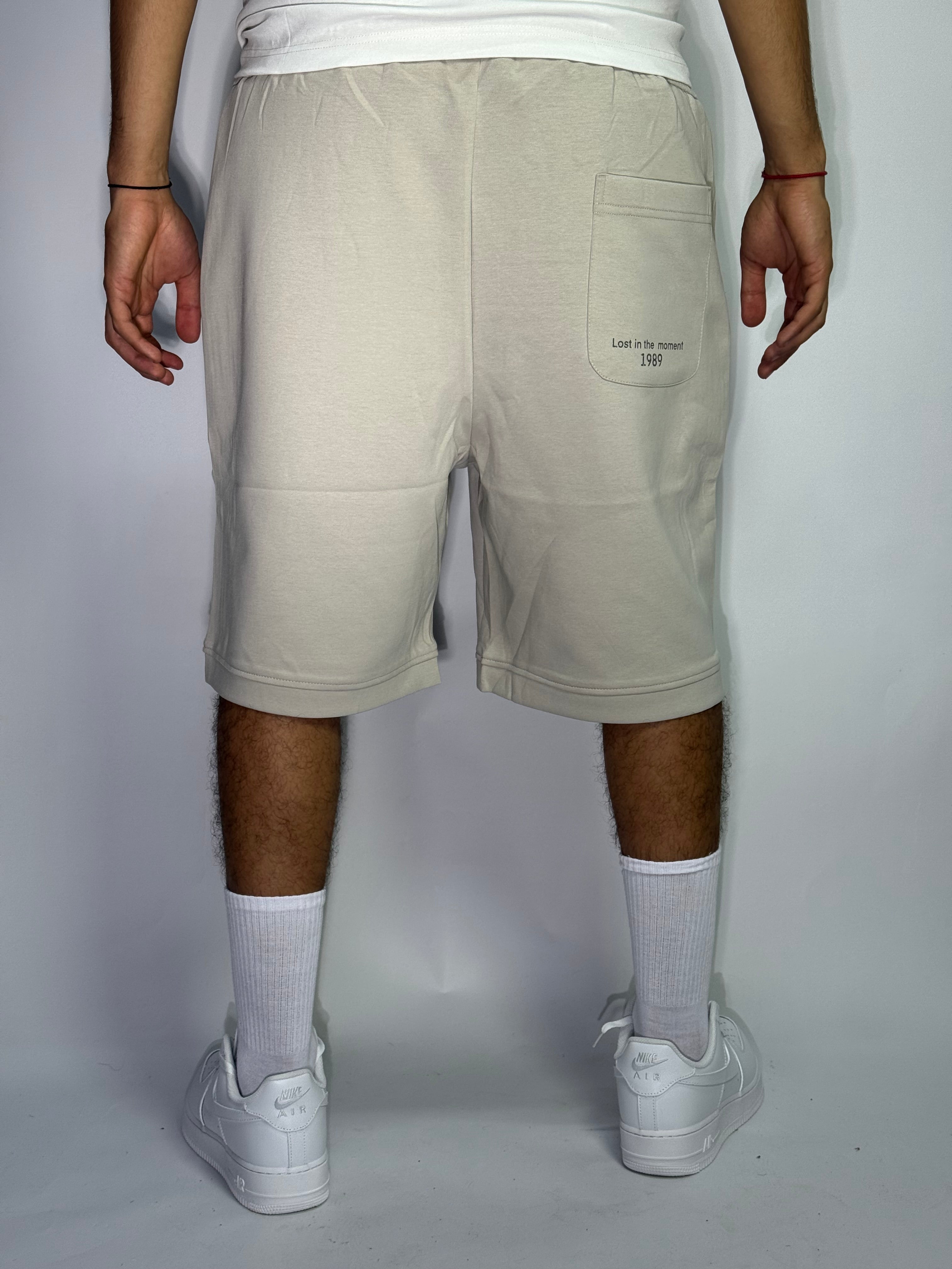 Short Oversize Beige Brodé – Streetwear Premium