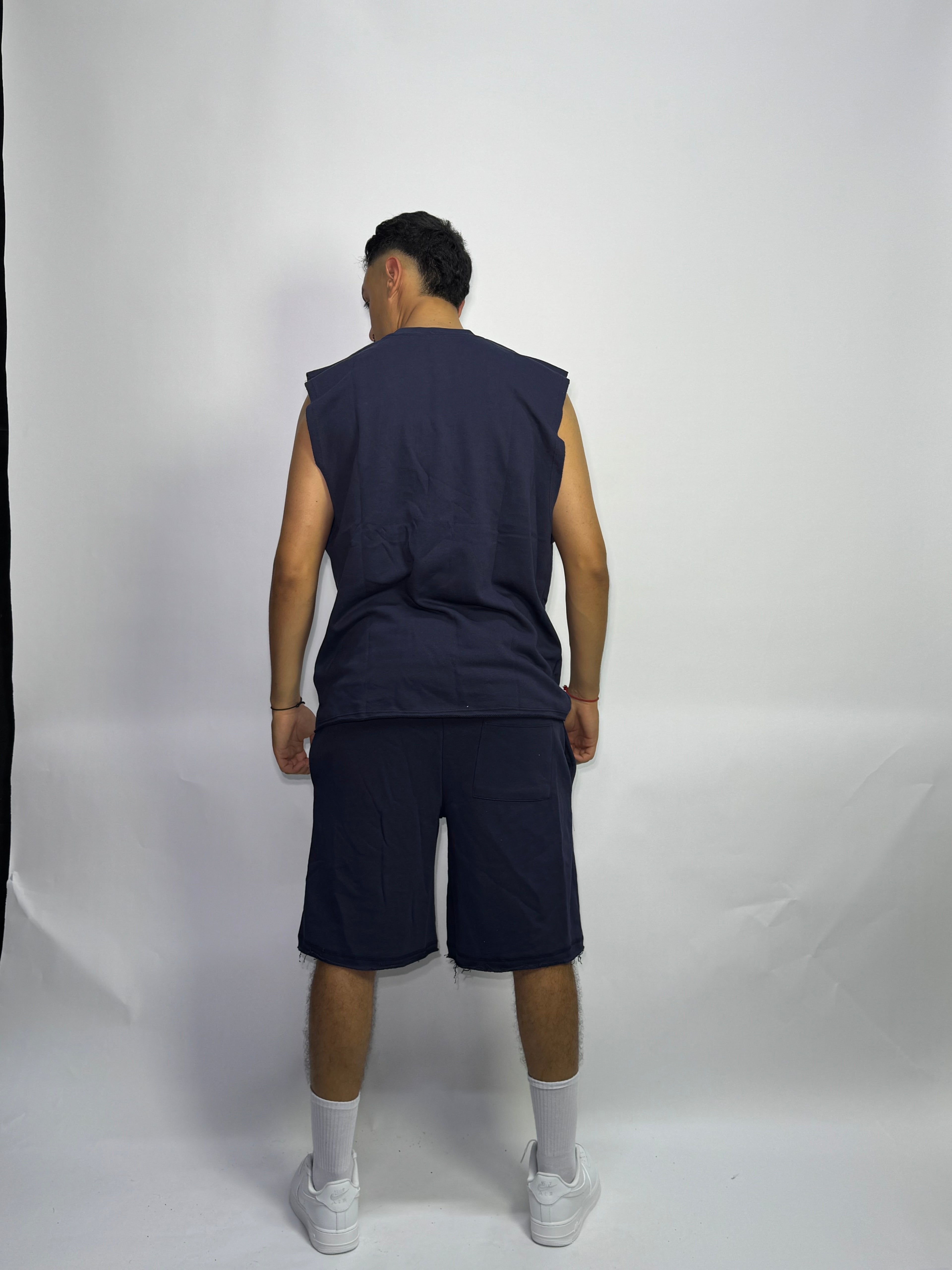 Ensemble Été Bleu Foncé 1ère Qualité – Sans Manches + Short Confort