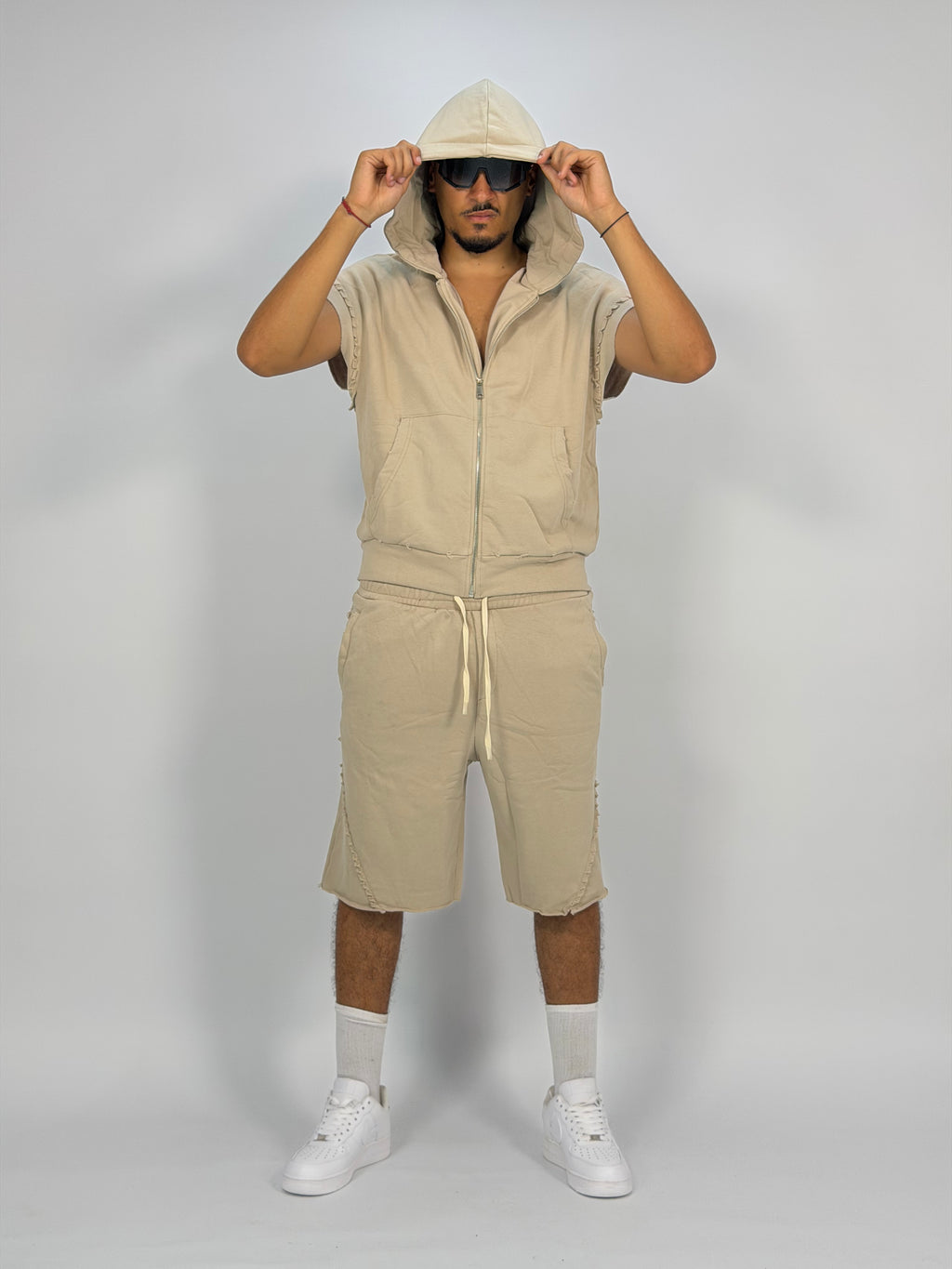 Ensemble “SAND WAVE” B – Hoodie Sans Manches + Short Summer Fit