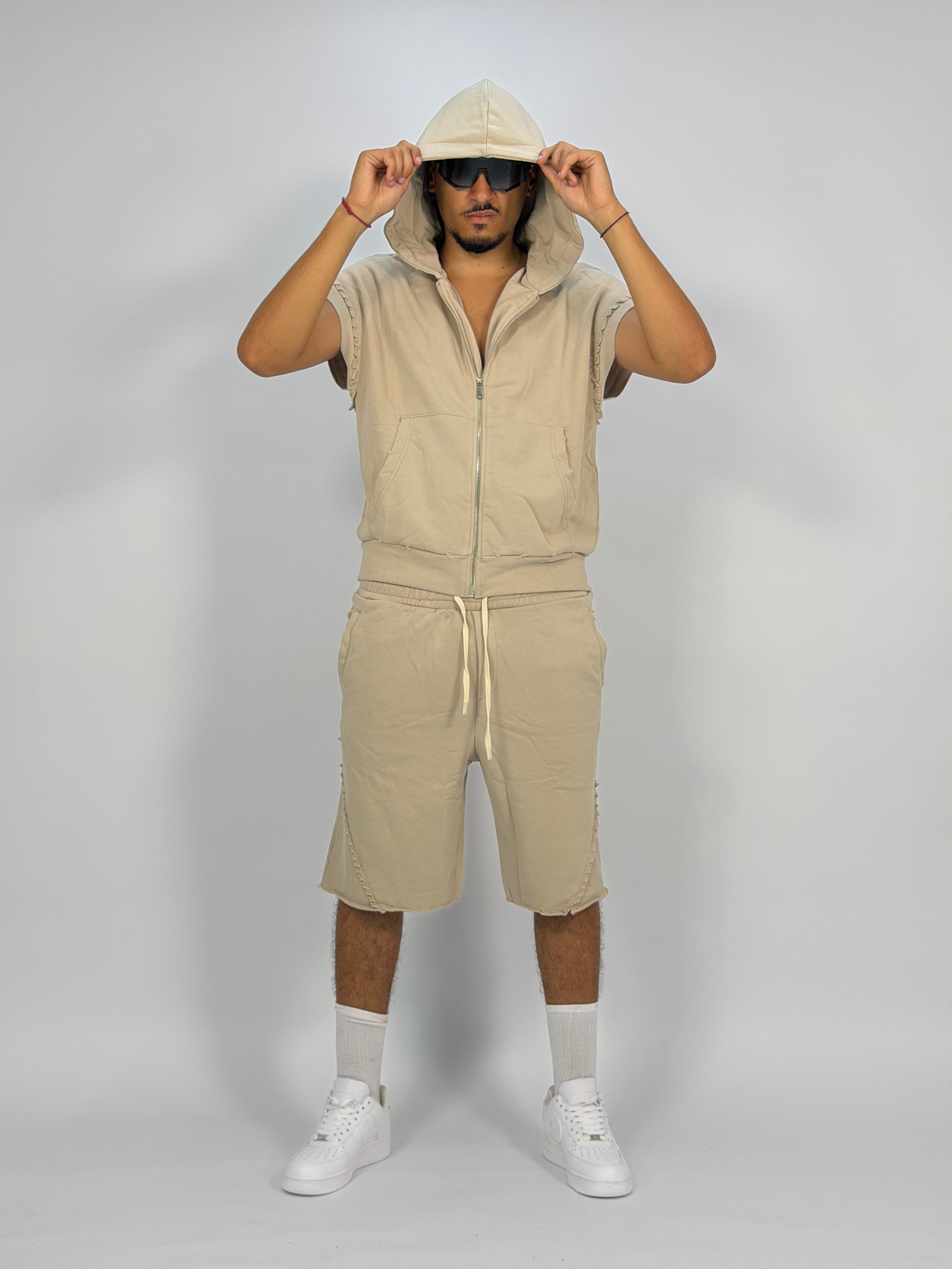 Ensemble “SAND WAVE” B – Hoodie Sans Manches + Short Summer Fit