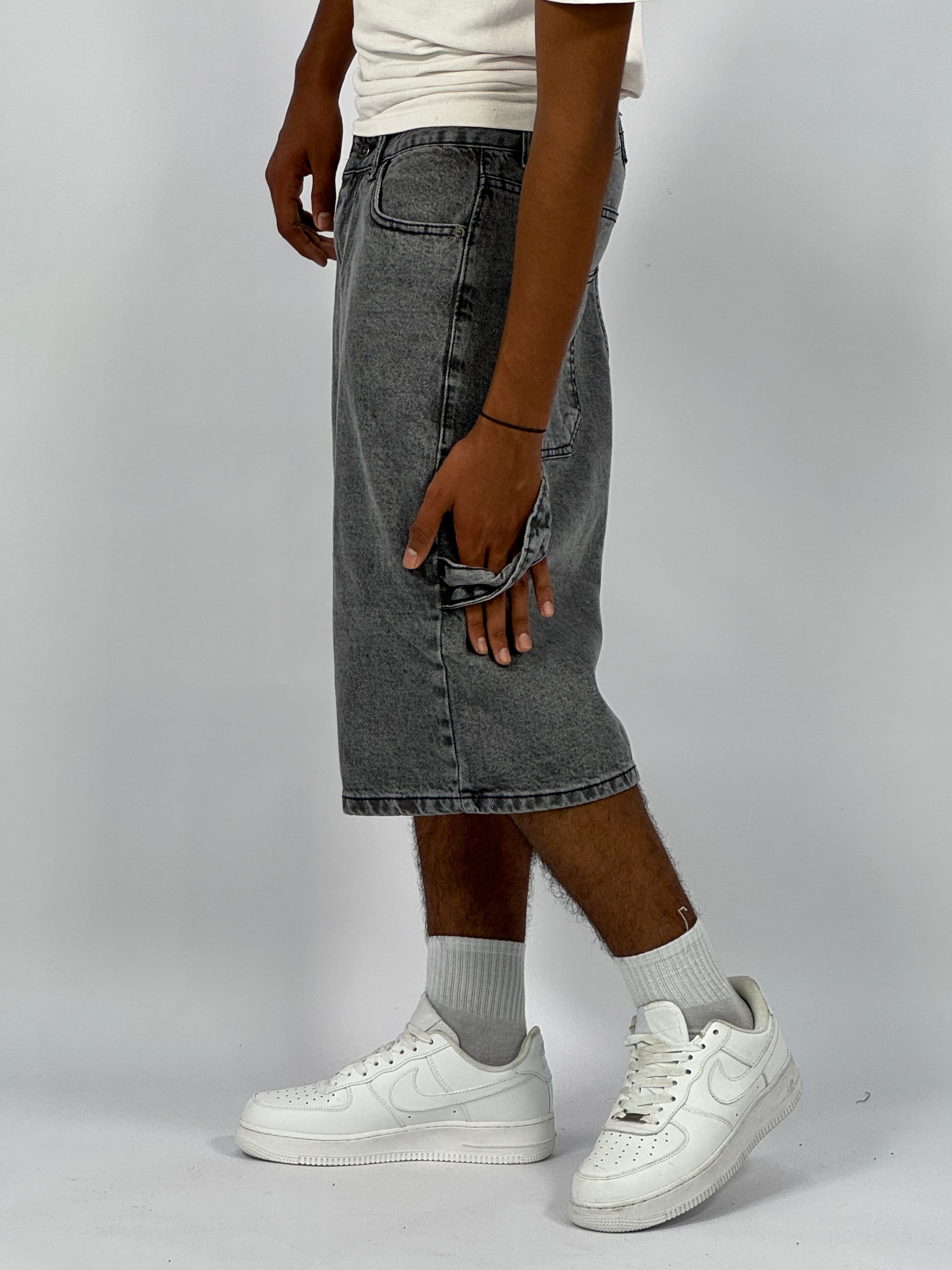 Short en Jean Oversize Homme (C) – Denim Délavé Vintage | Style Streetwear