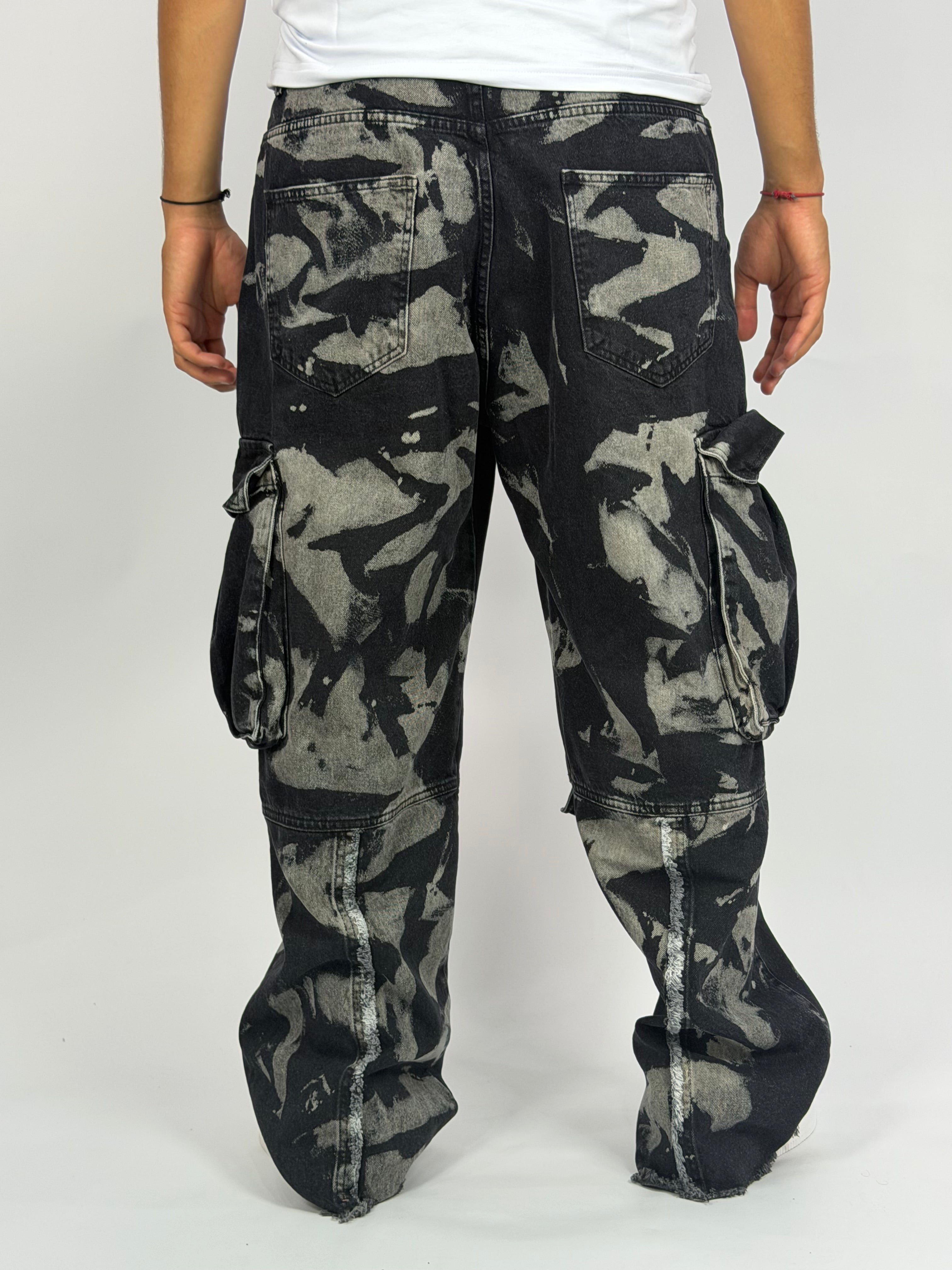 Jeans ORIGINAL Denim Oversize Cargo – Black Washed Camo Edition