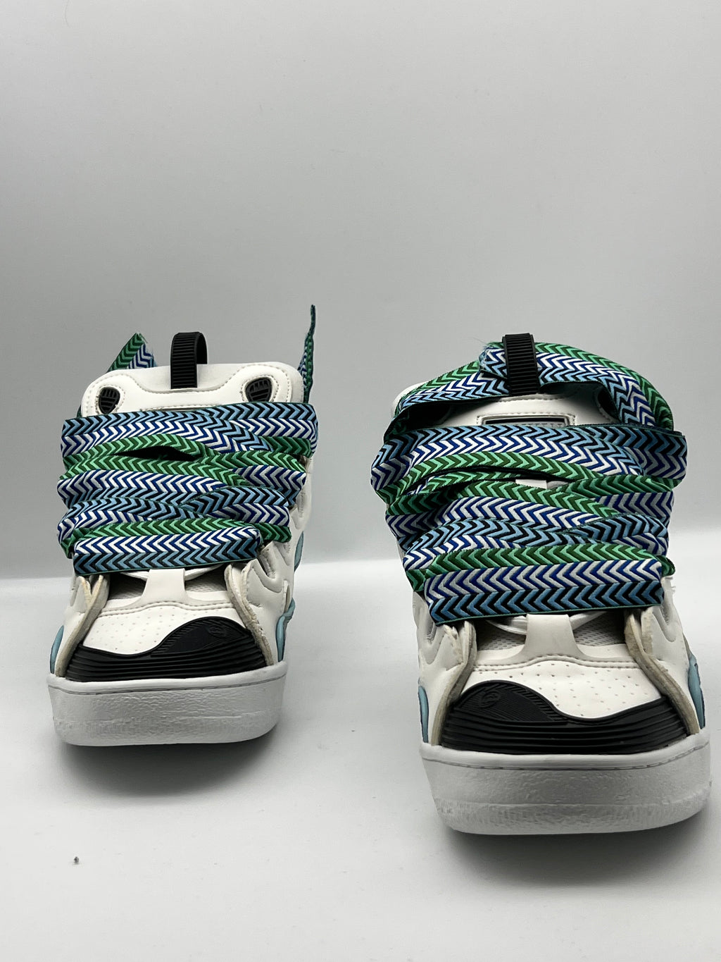 Sneakers ORIGINAL montantes blanches à lacets bleu et vert