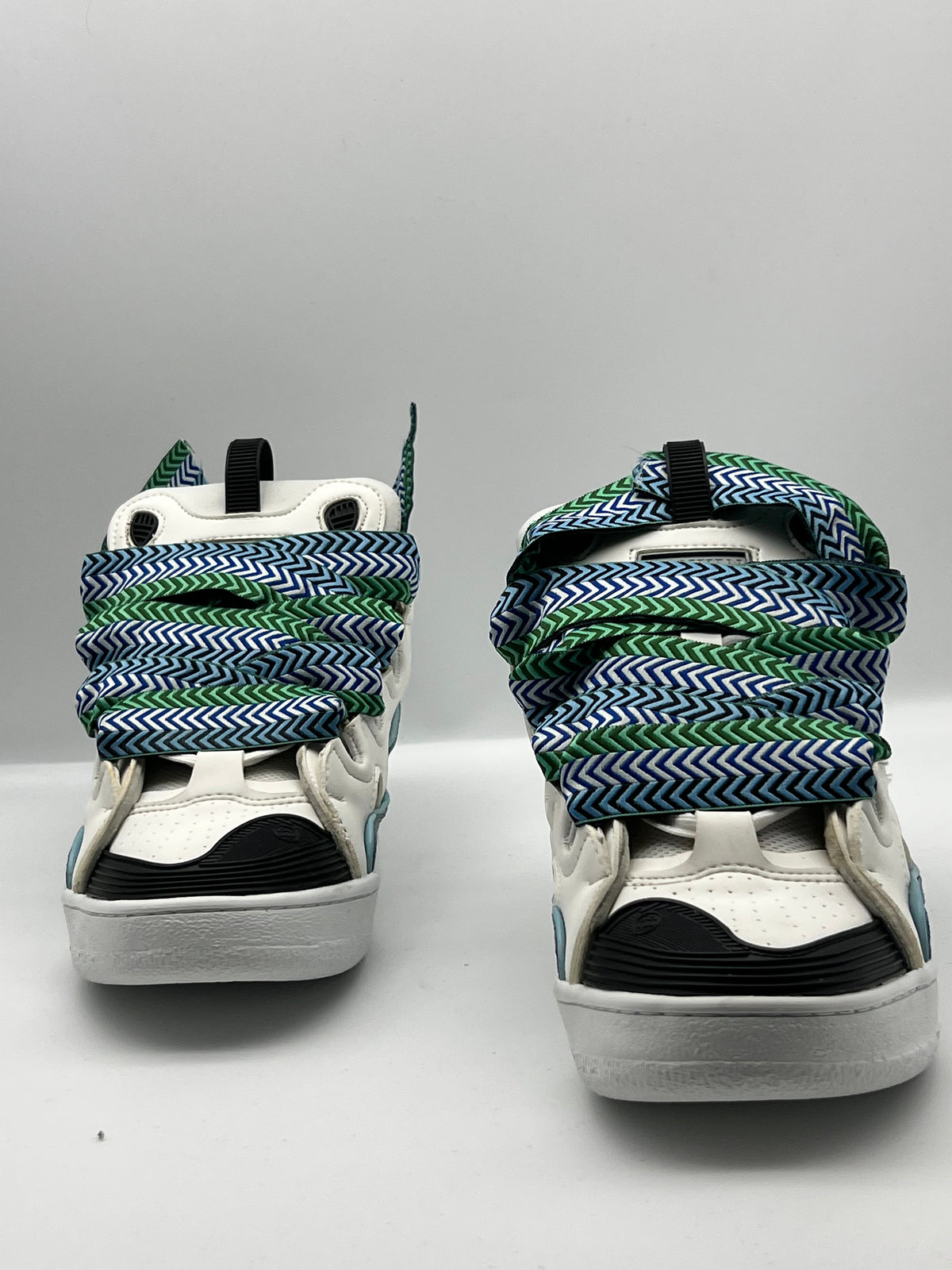 Sneakers ORIGINAL montantes blanches à lacets bleu et vert