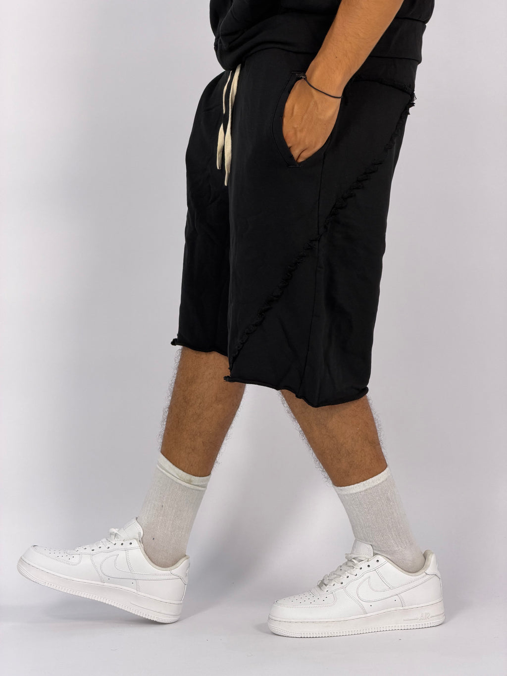 Ensemble “SAND WAVE” Noir  – Hoodie Sans Manches + Short Summer Fit