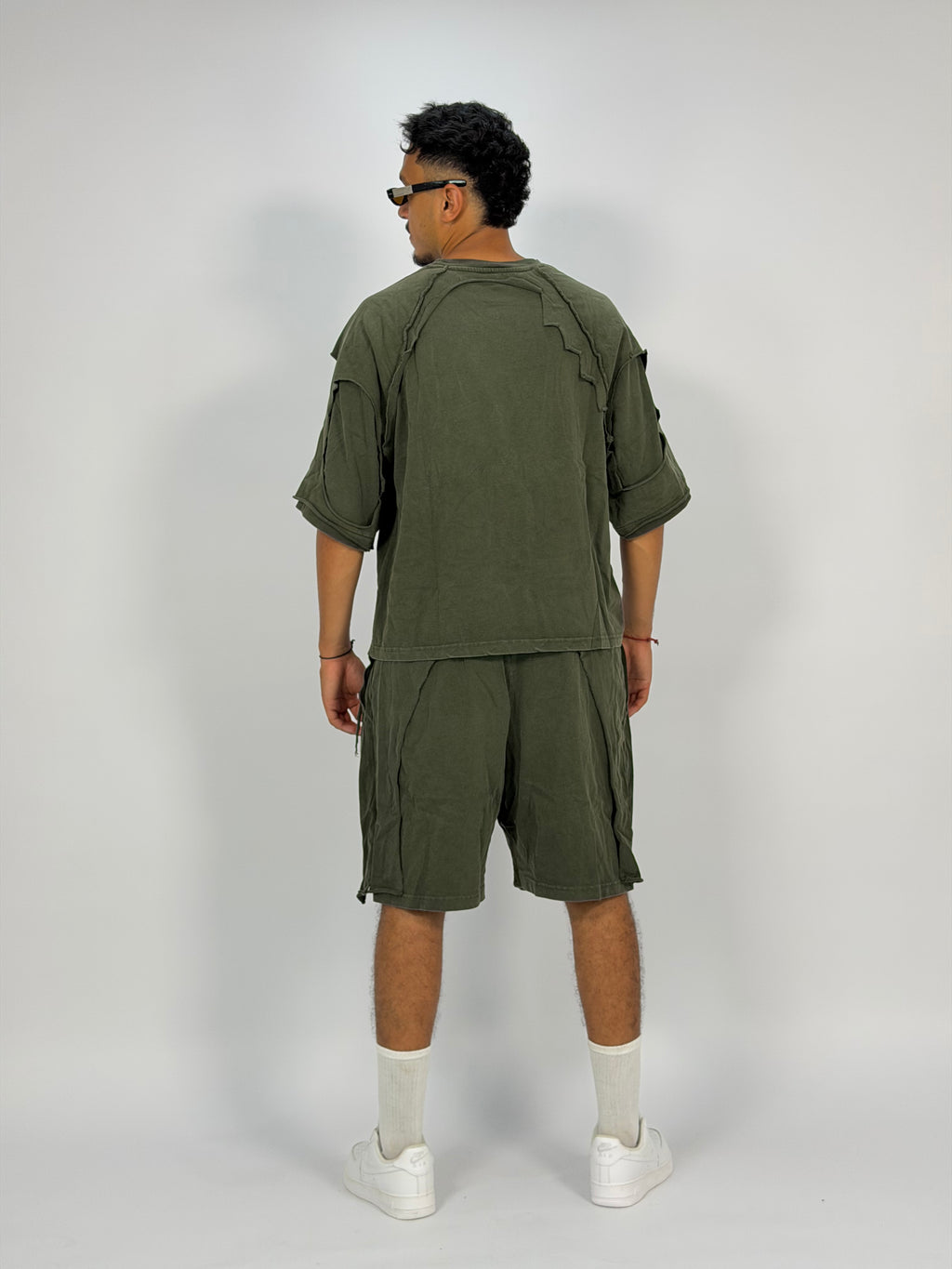 Ensemble “OCEAN DUST” Vert Foncé – T-Shirt + Short Cargo Streetwear
