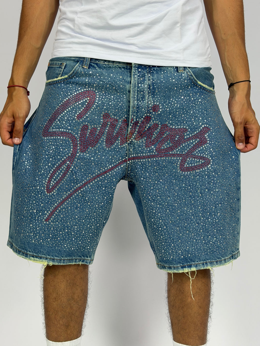 Short Jean Oversize “SURVIVER” bleu – Streetwear Premium