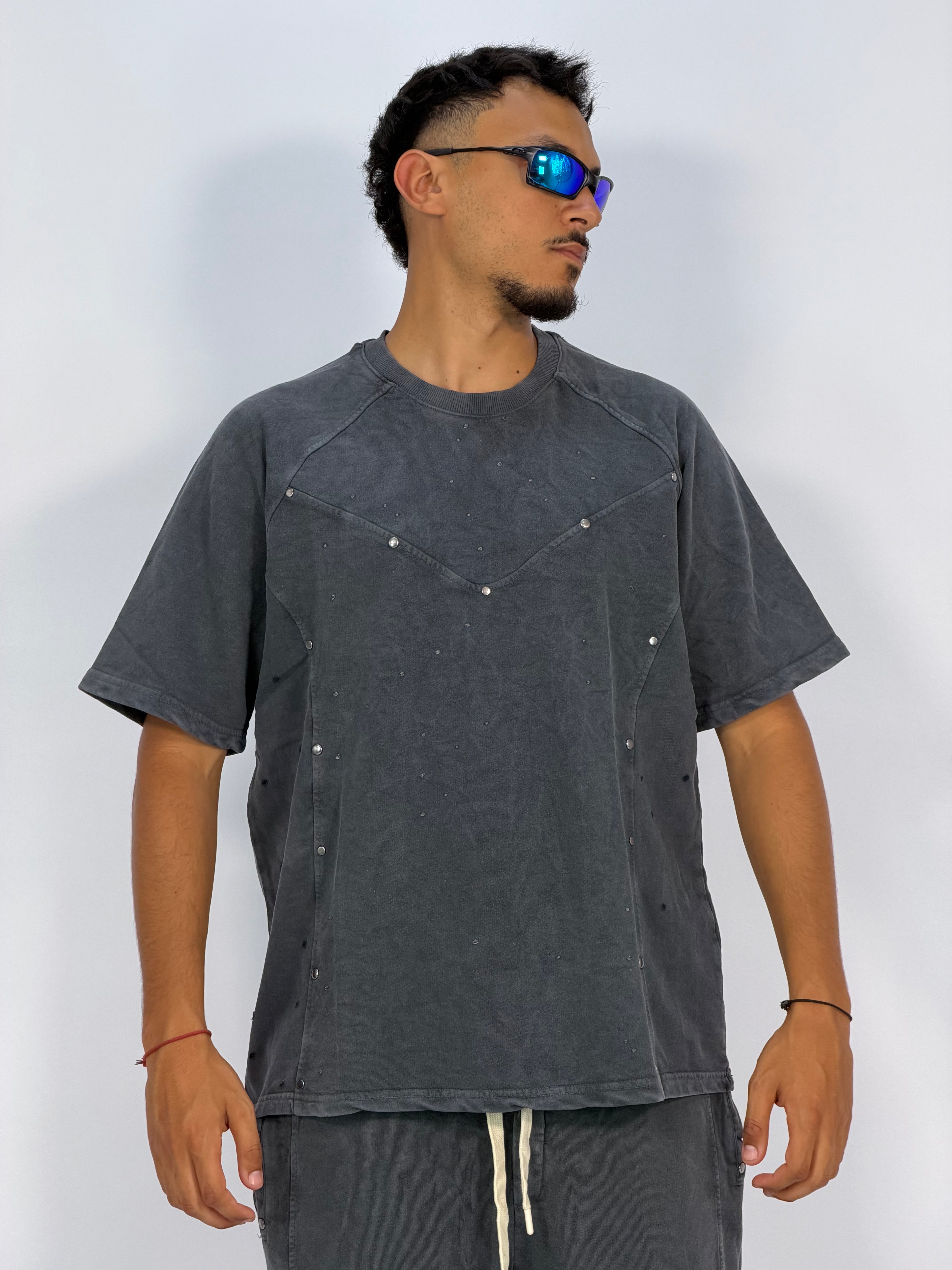 Ensemble “OCEAN DUST” Gris Foncé – T-Shirt + Short Cargo Streetwear