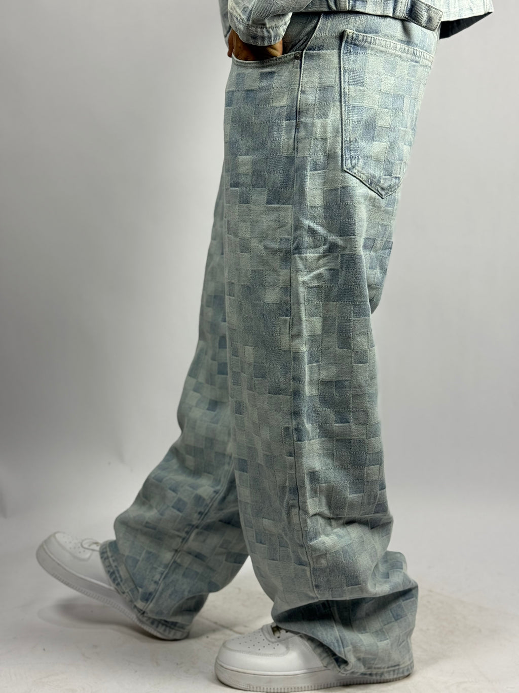 Ensemble Jeans Pixel Ice Blue – Veste Zippée & Pantalon Loose